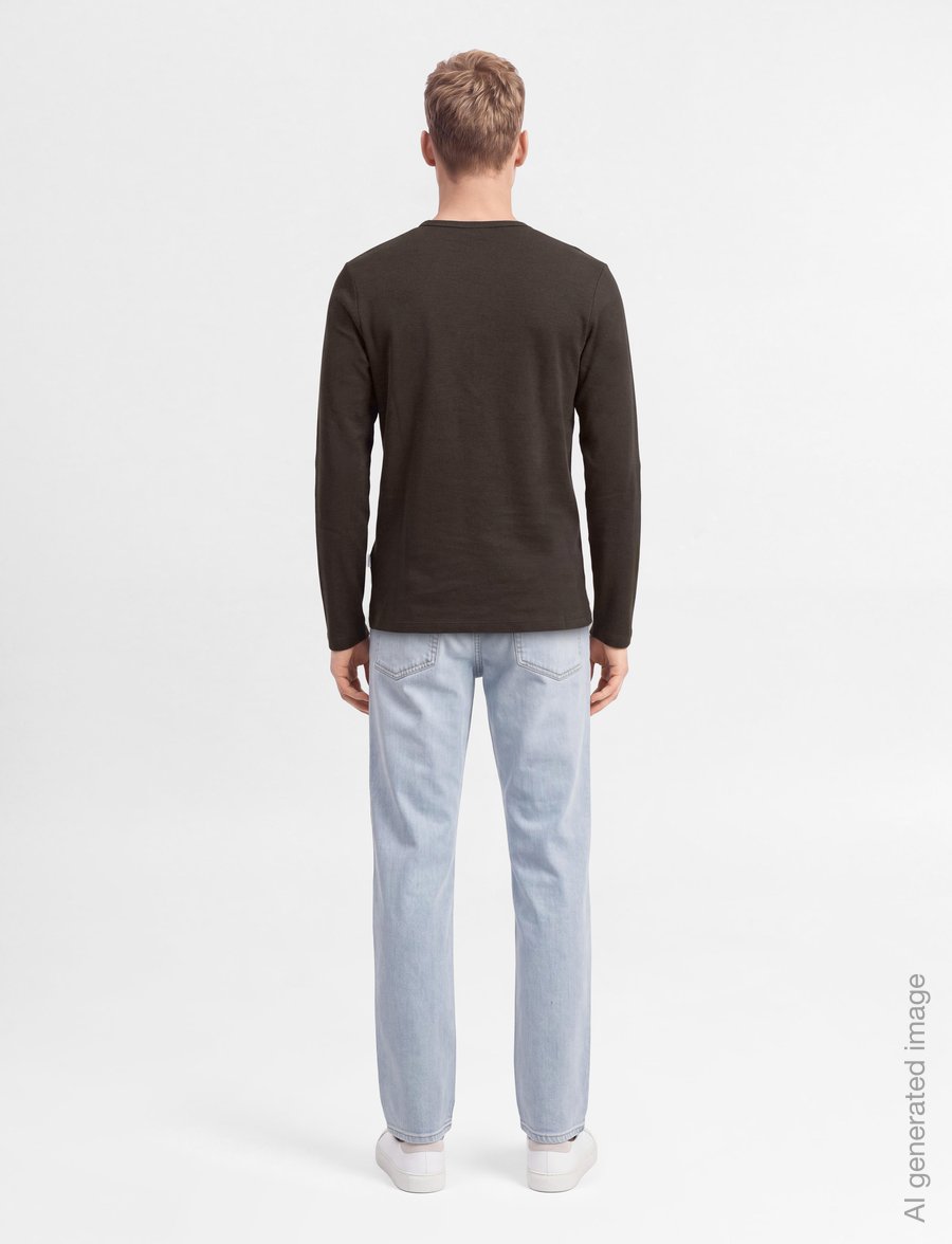 Lindbergh - Basic o-neck tee L/S - long-sleeved t-shirts - black olive - 4