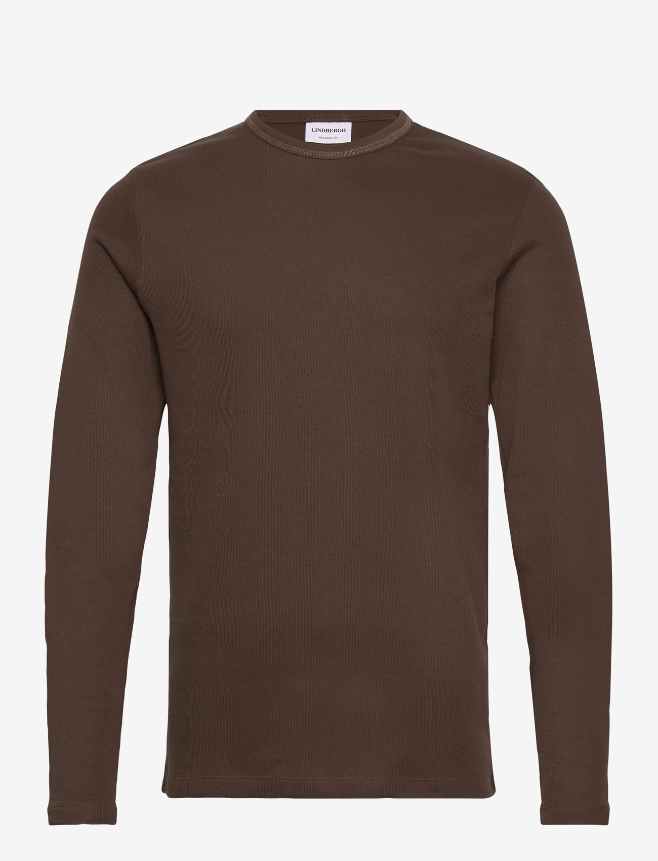 Lindbergh - Basic o-neck tee L/S - herbstliche kleidung - dk brown - 0