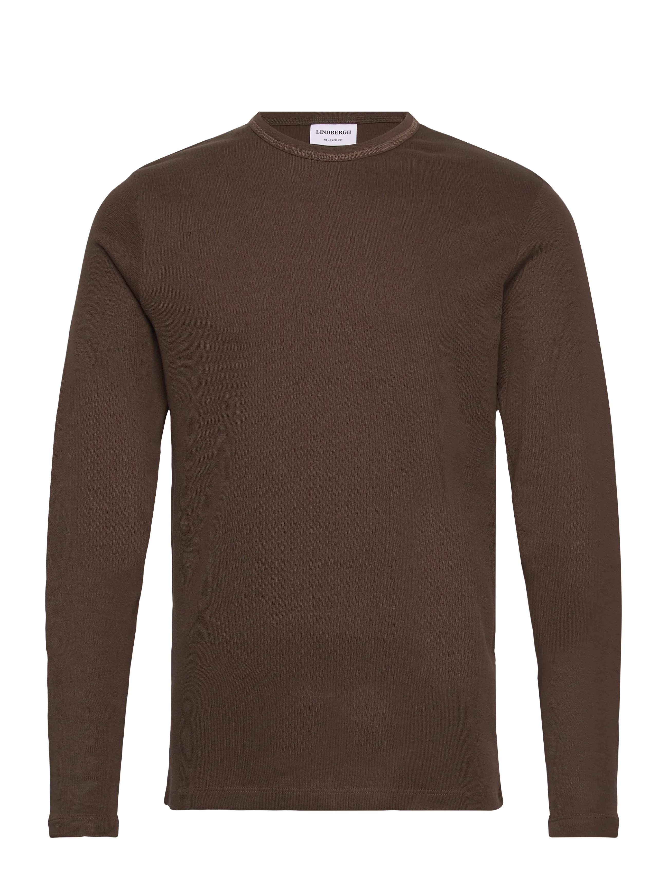 Lindbergh Basic o-neck tee L/S - Lindbergh - DK BROWN / brown