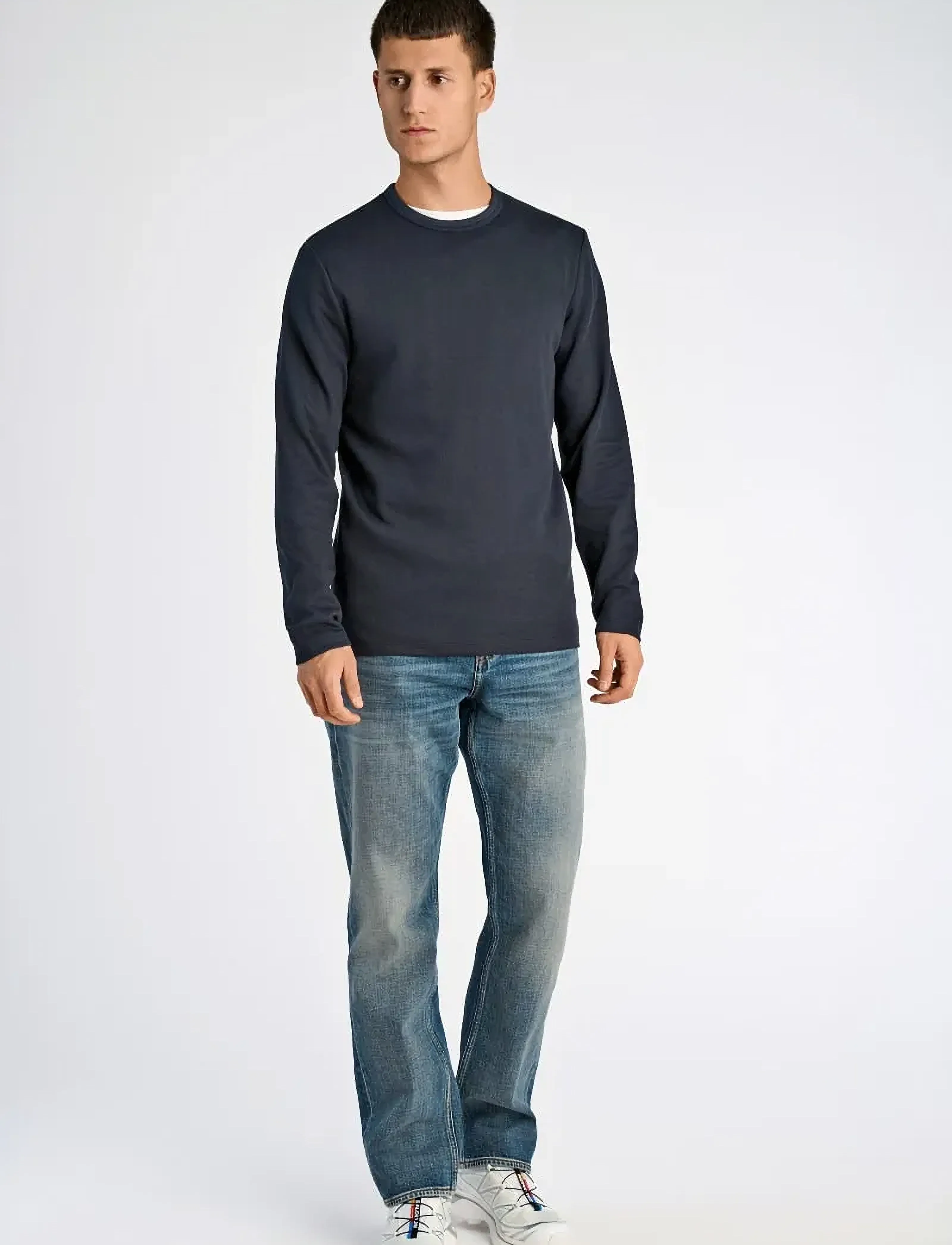 Lindbergh Basic o-neck tee L/S - T-särgid - NAVY / navy