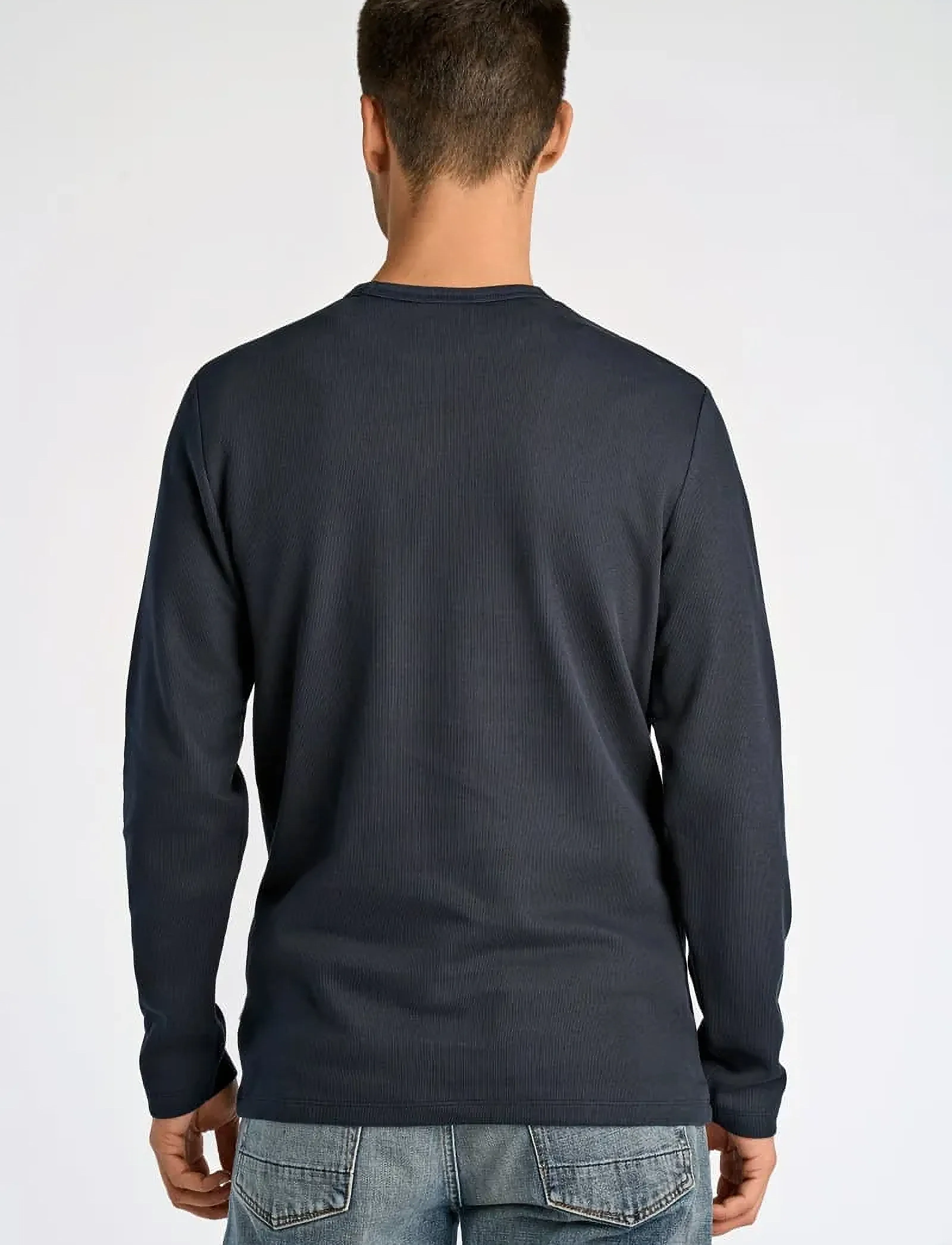 Lindbergh - Basic o-neck tee L/S - long-sleeved t-shirts - navy - 4