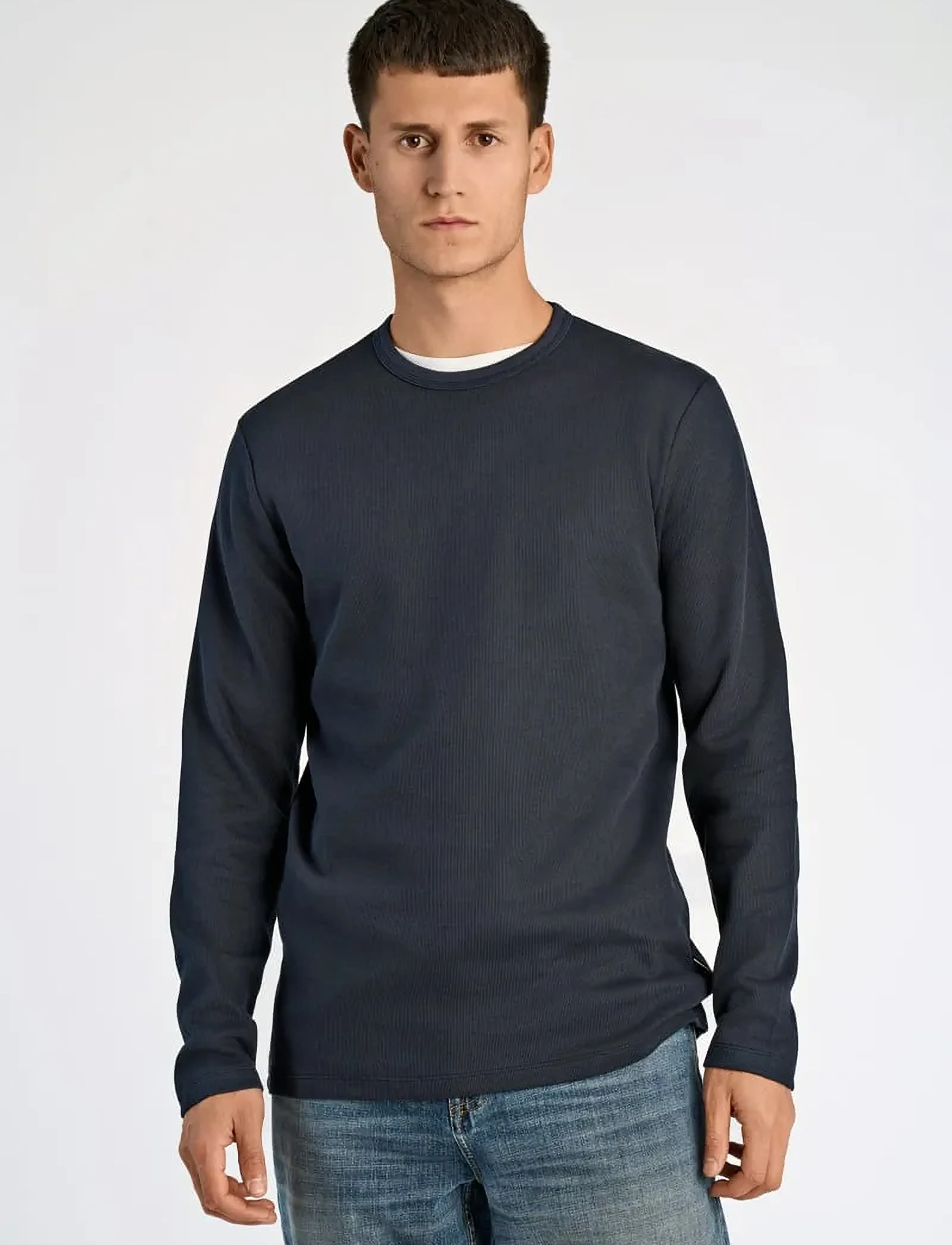 Lindbergh - Basic o-neck tee L/S - long-sleeved t-shirts - navy - 5