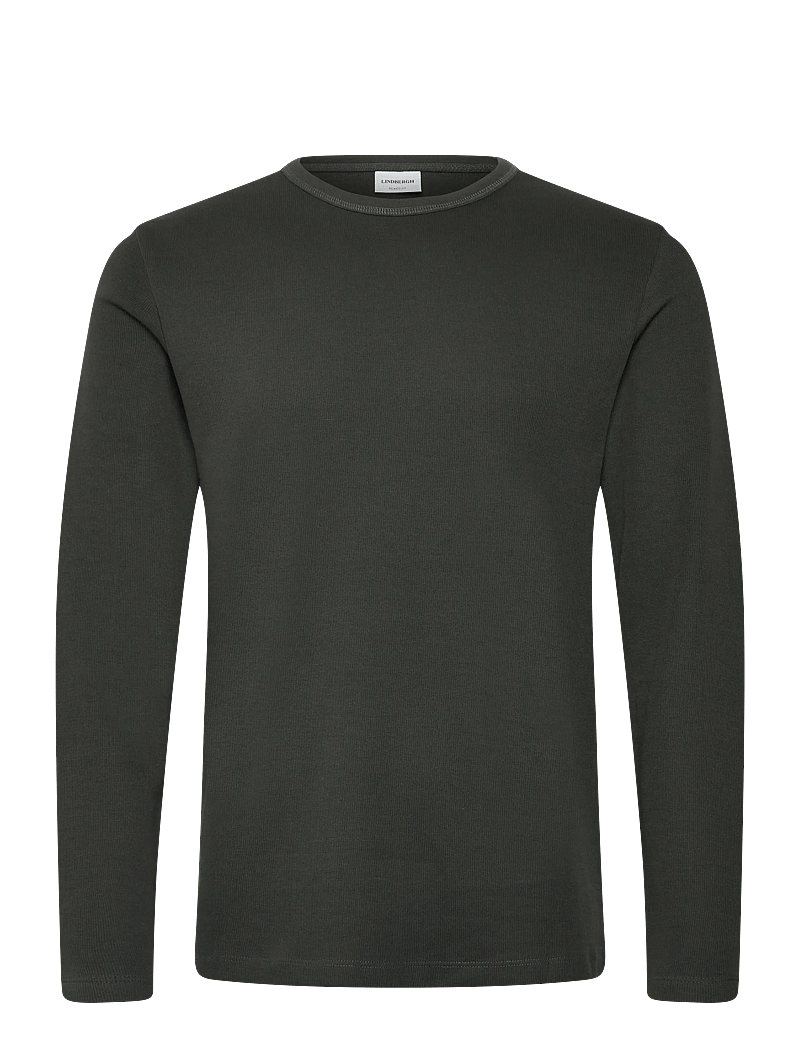 Lindbergh - Basic o-neck tee L/S - långärmade t-shirts - off black - 1
