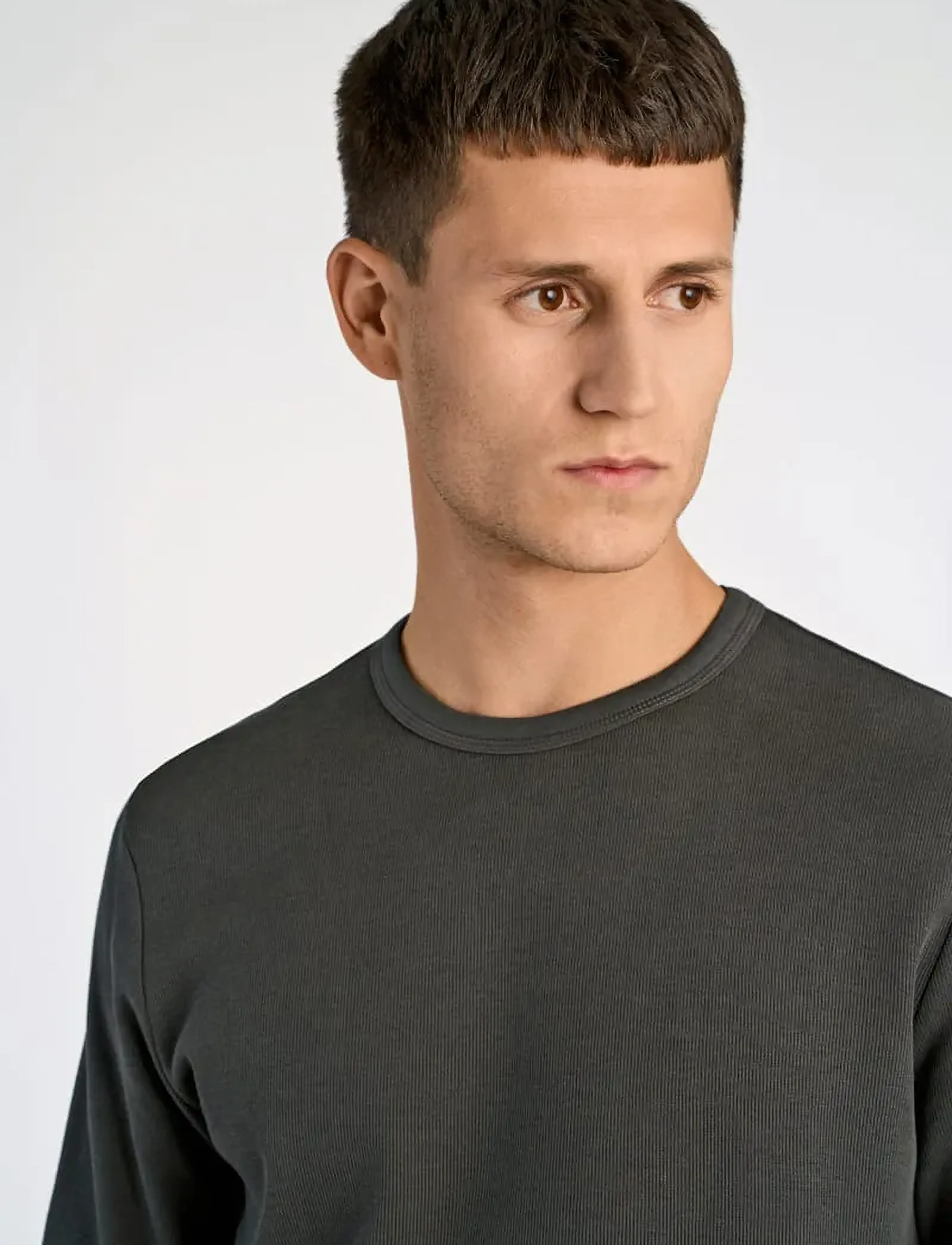 Lindbergh - Basic o-neck tee L/S - laveste priser - off black - 3