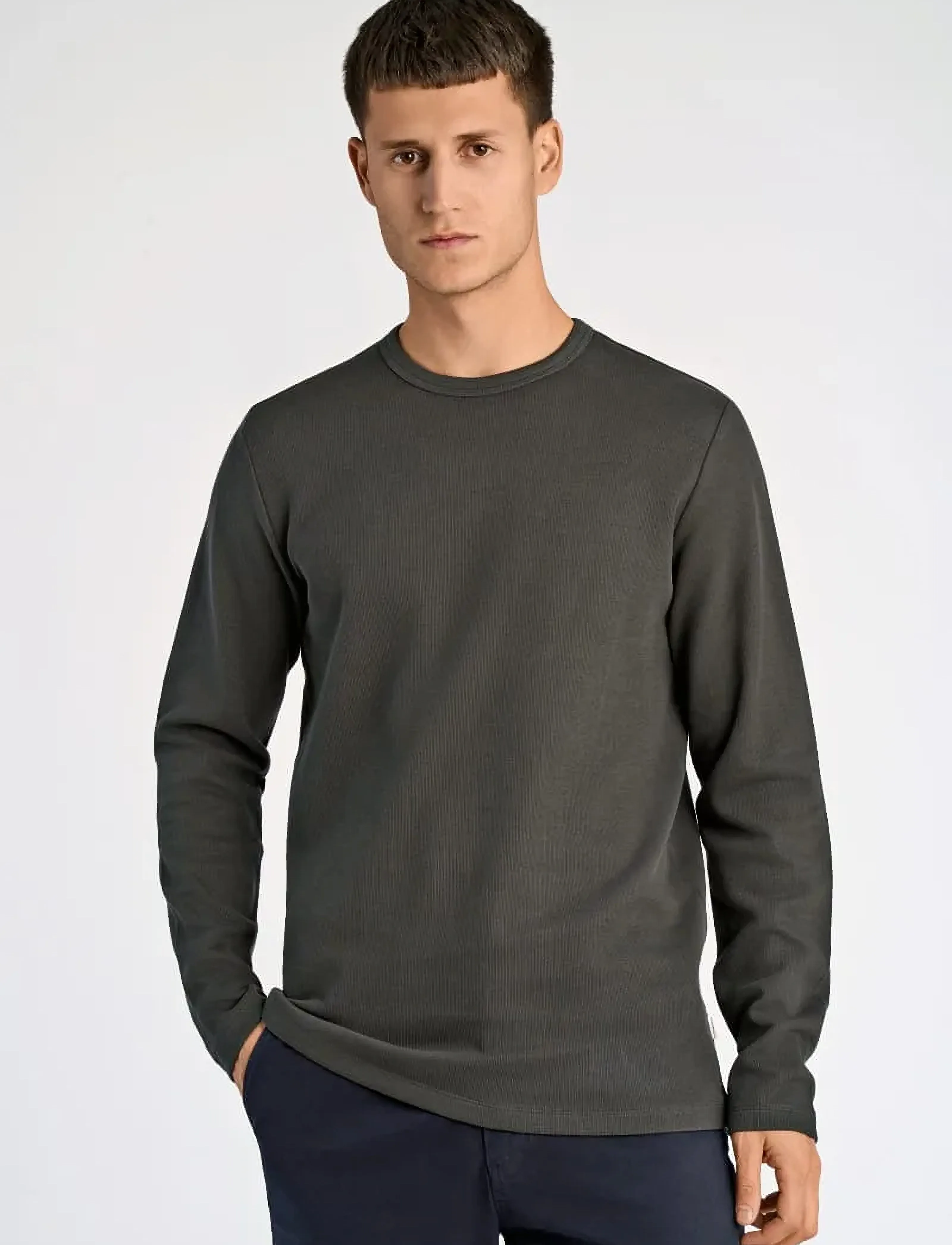 Lindbergh - Basic o-neck tee L/S - laveste priser - off black - 5