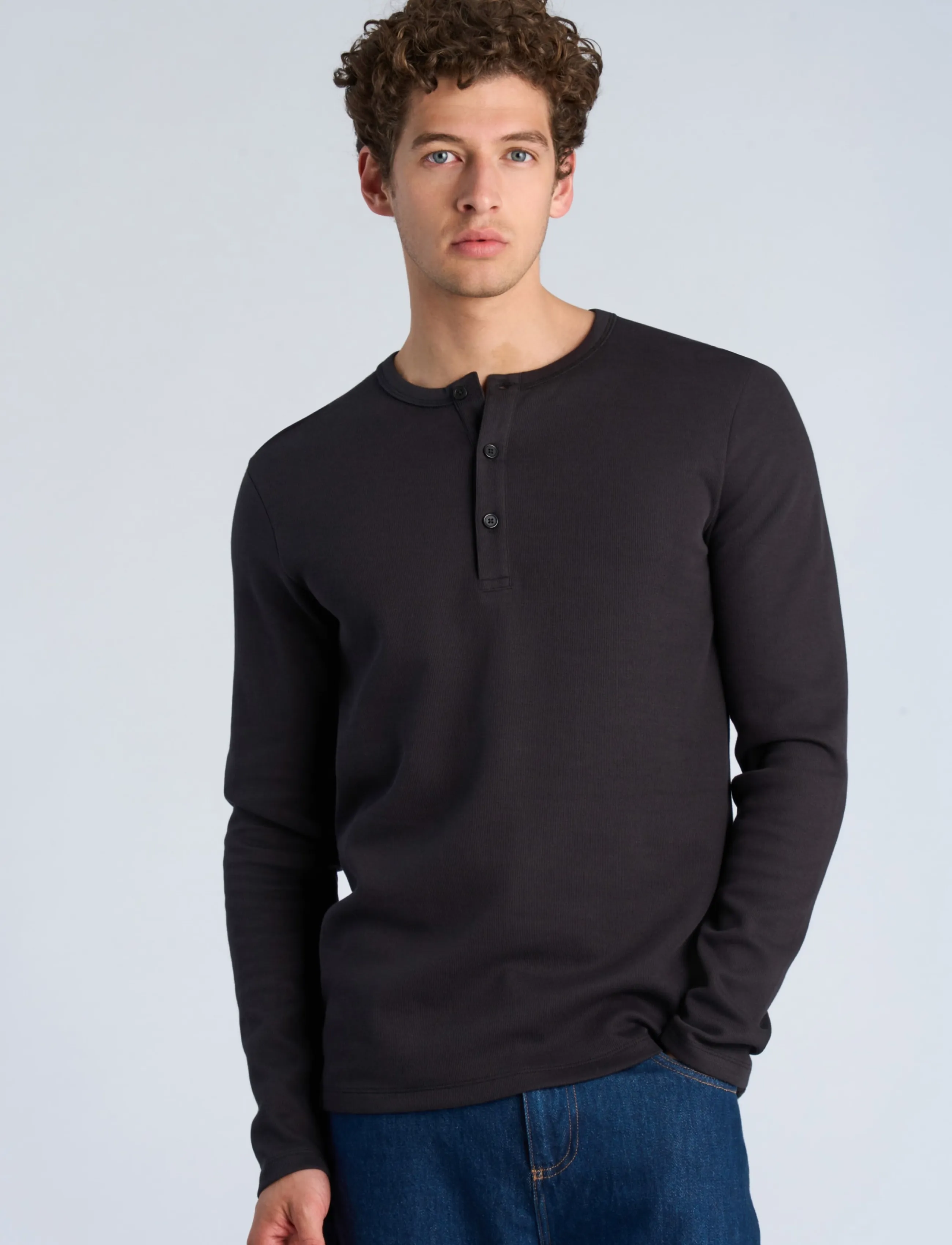 Lindbergh Basic Granddad Tee L/S långärmade t-shirts herr – bild 2