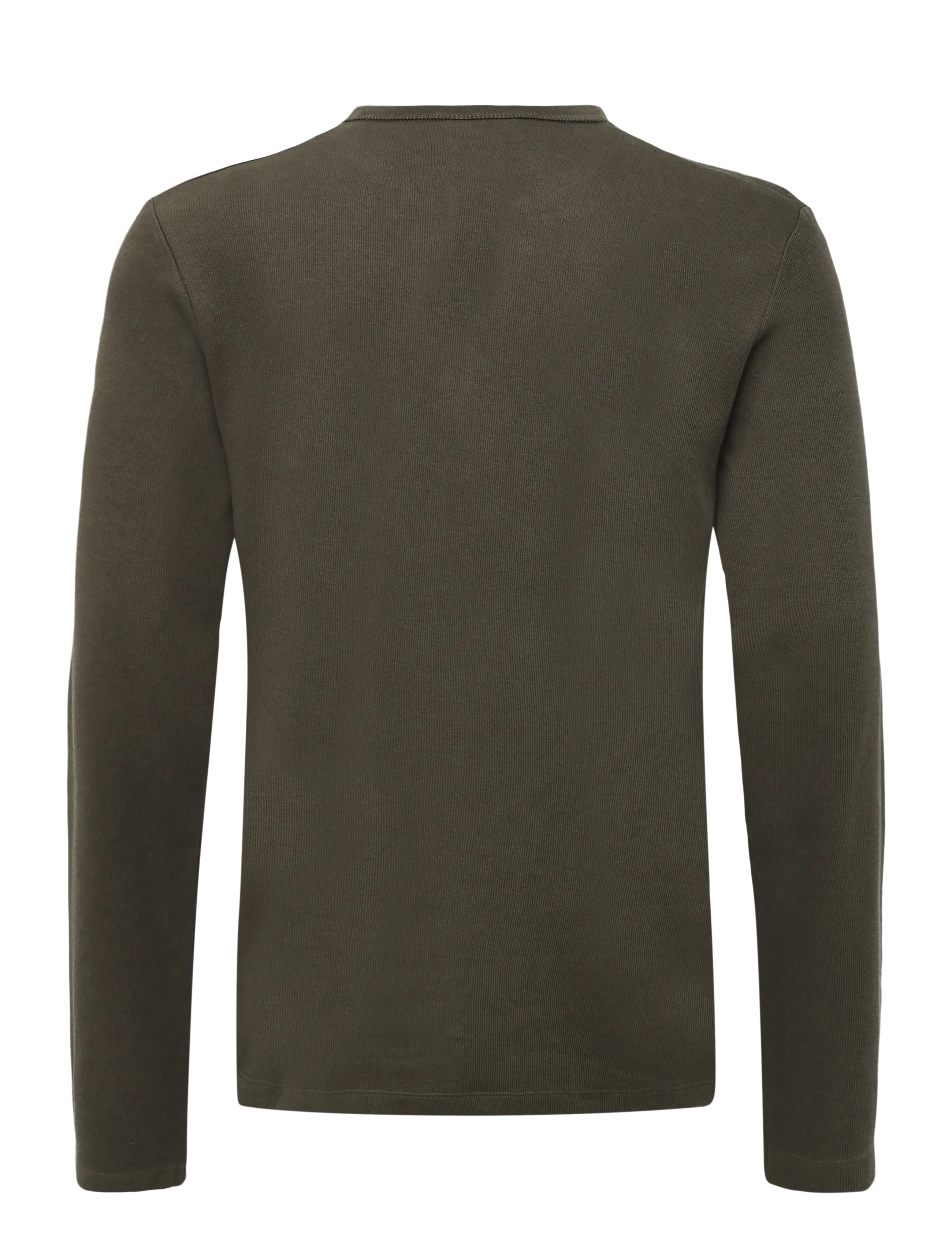 Lindbergh - Basic granddad tee L/S - langærmede t-shirts - black olive - 1