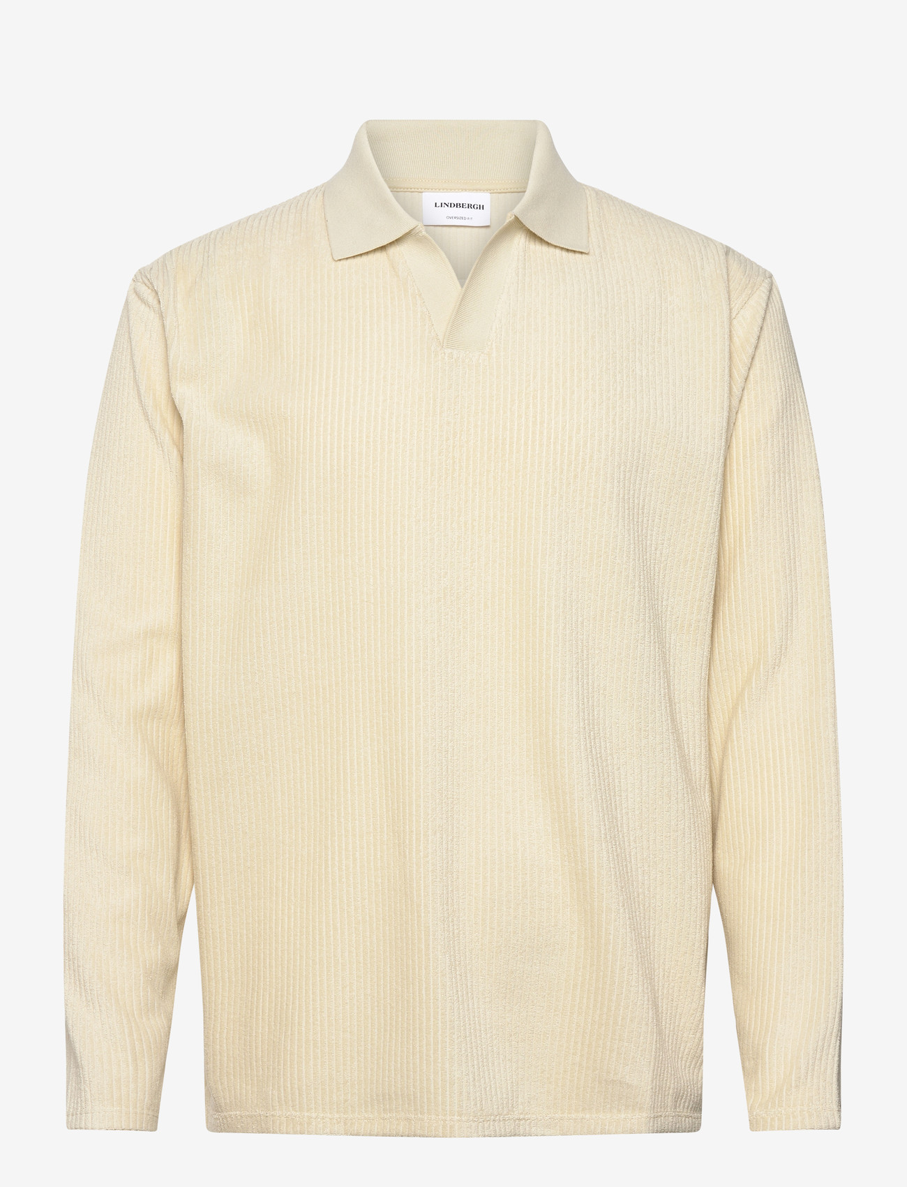 Lindbergh - V-neck jacquard polo L/S - polostrik - lt stone - 0