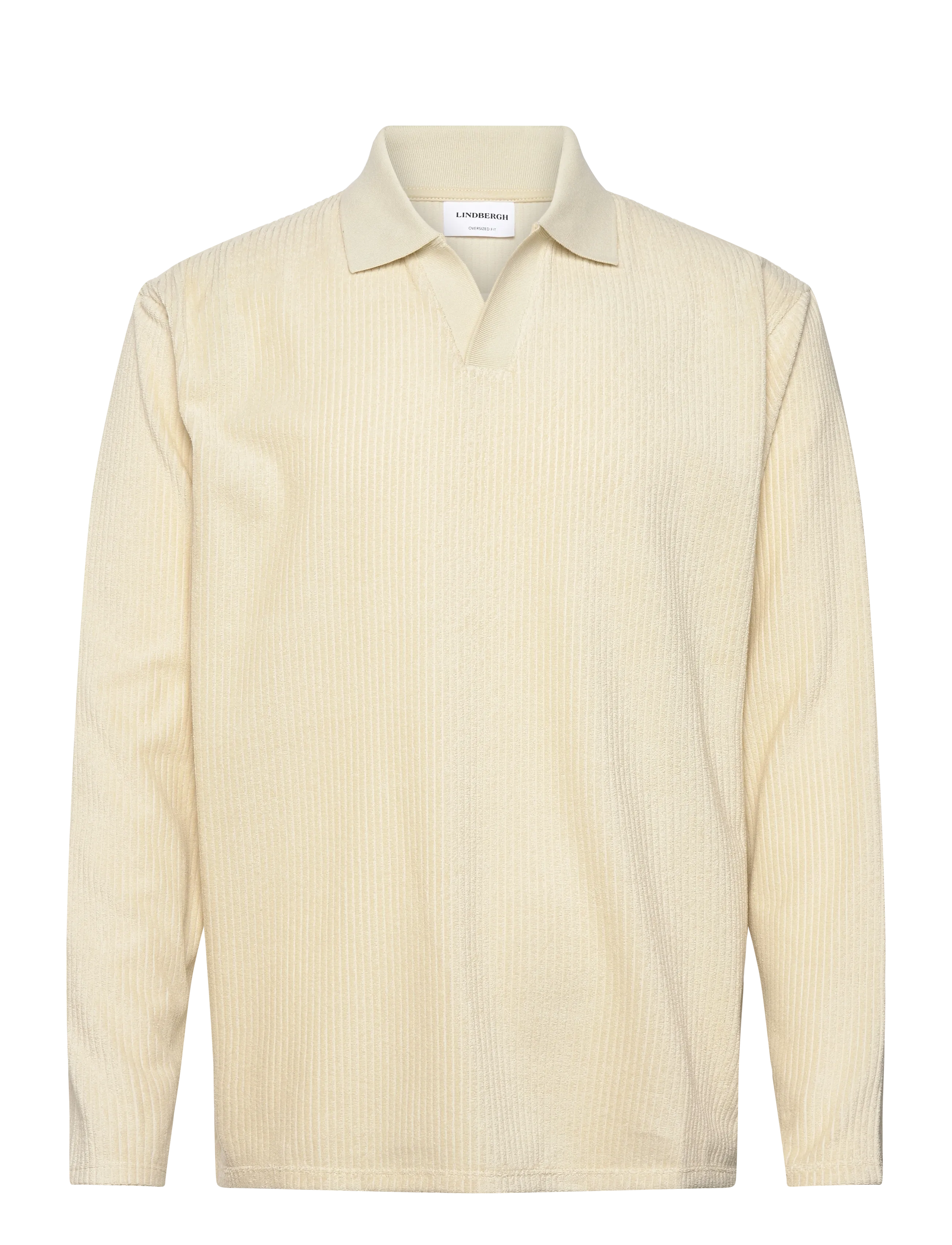 Lindbergh V-neck jacquard polo L/S - Strickmode - LT STONE / yellow