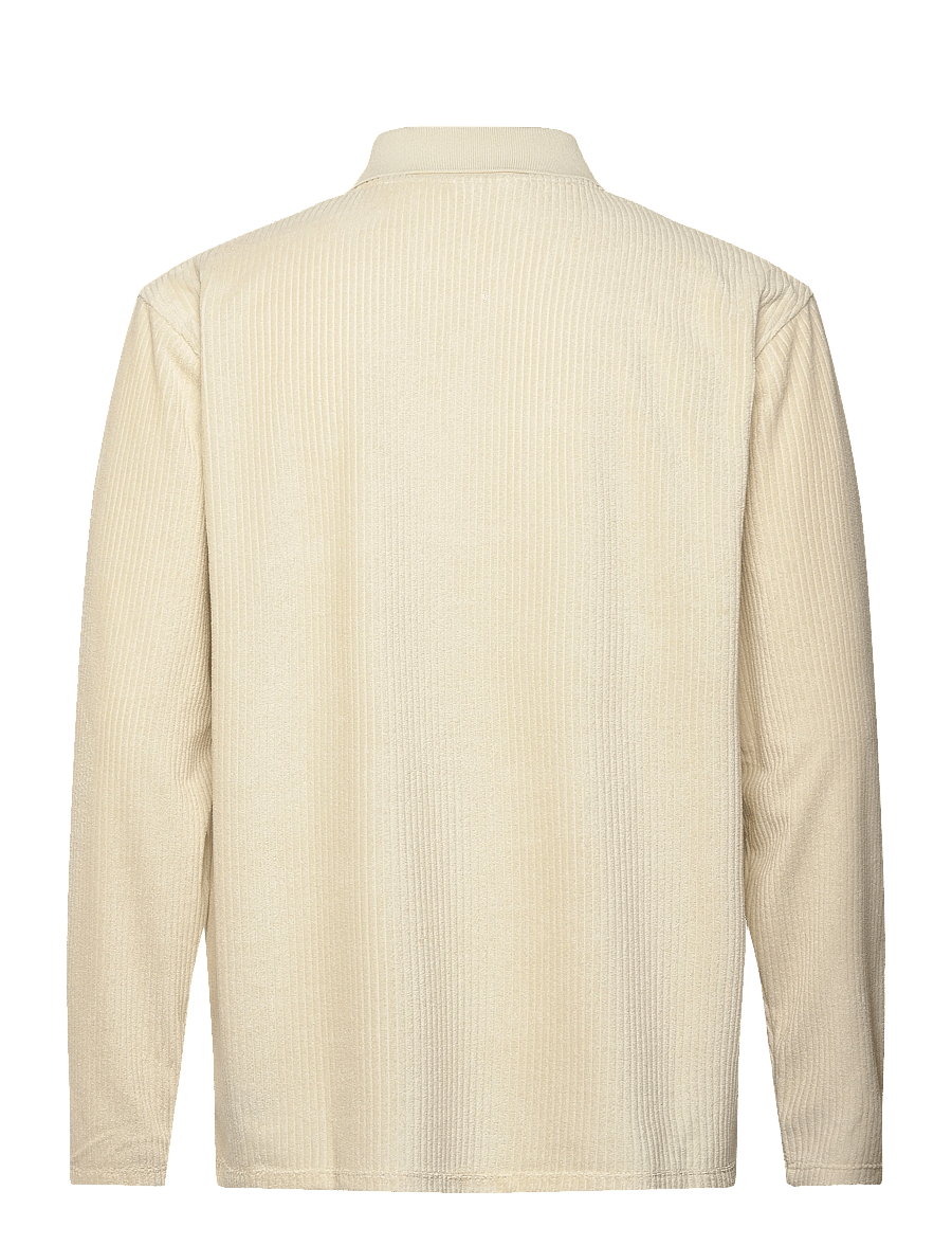 Lindbergh - V-neck jacquard polo L/S - langärmelige gestrickte polohemden - lt stone - 1