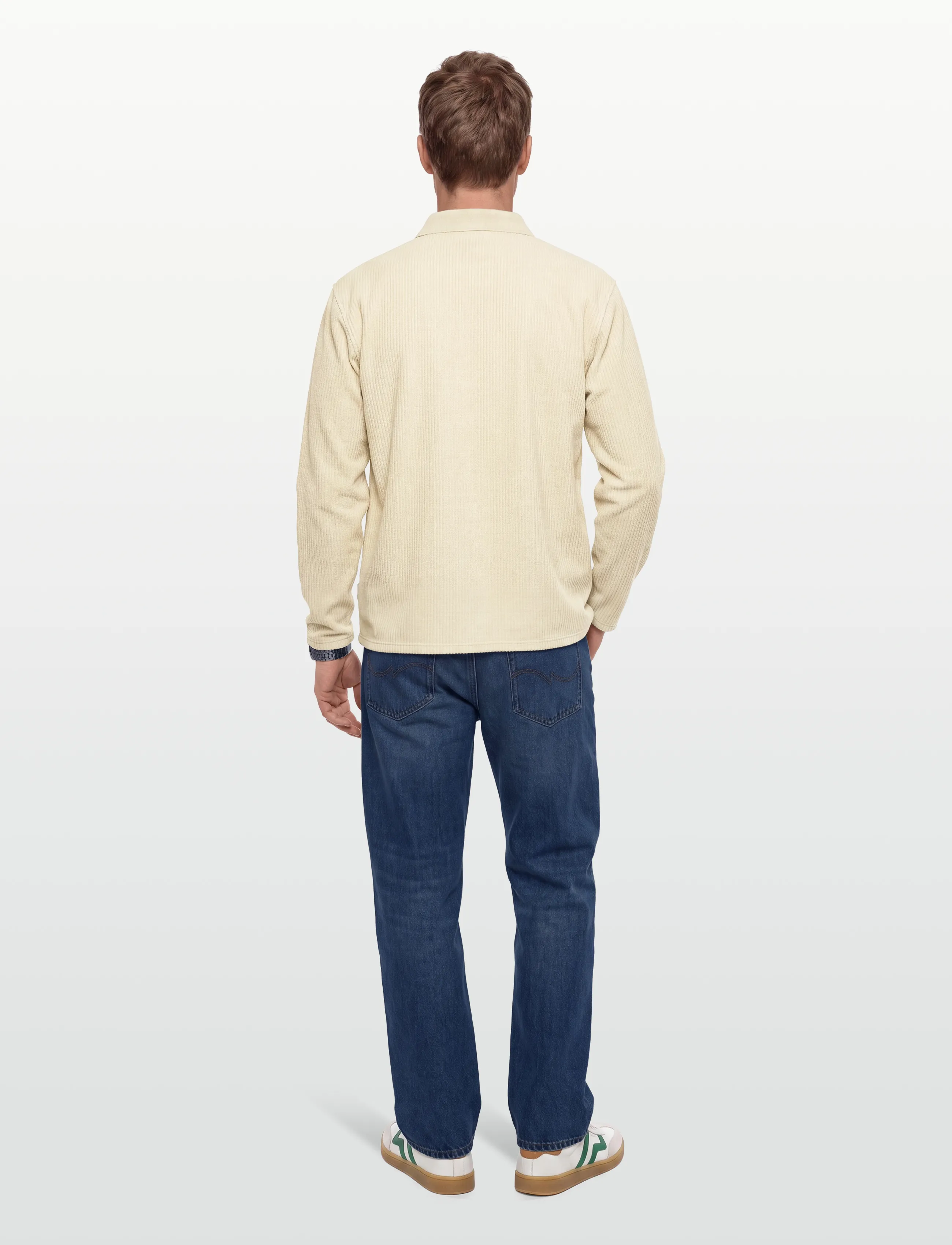 Lindbergh - V-neck jacquard polo L/S - kootud polosärgid - lt stone - 4