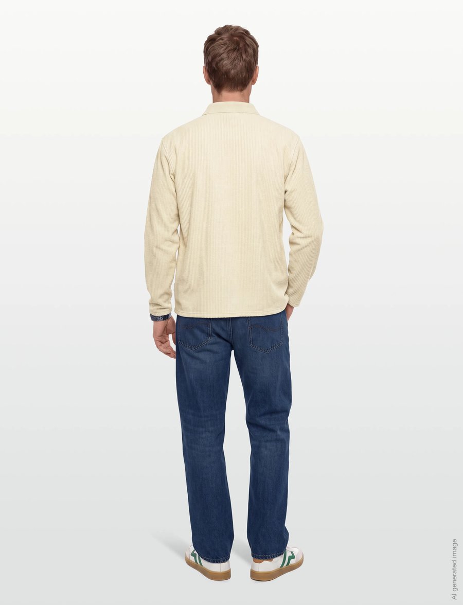 Lindbergh - V-neck jacquard polo L/S - langärmelige strick-polohemden - lt stone - 4