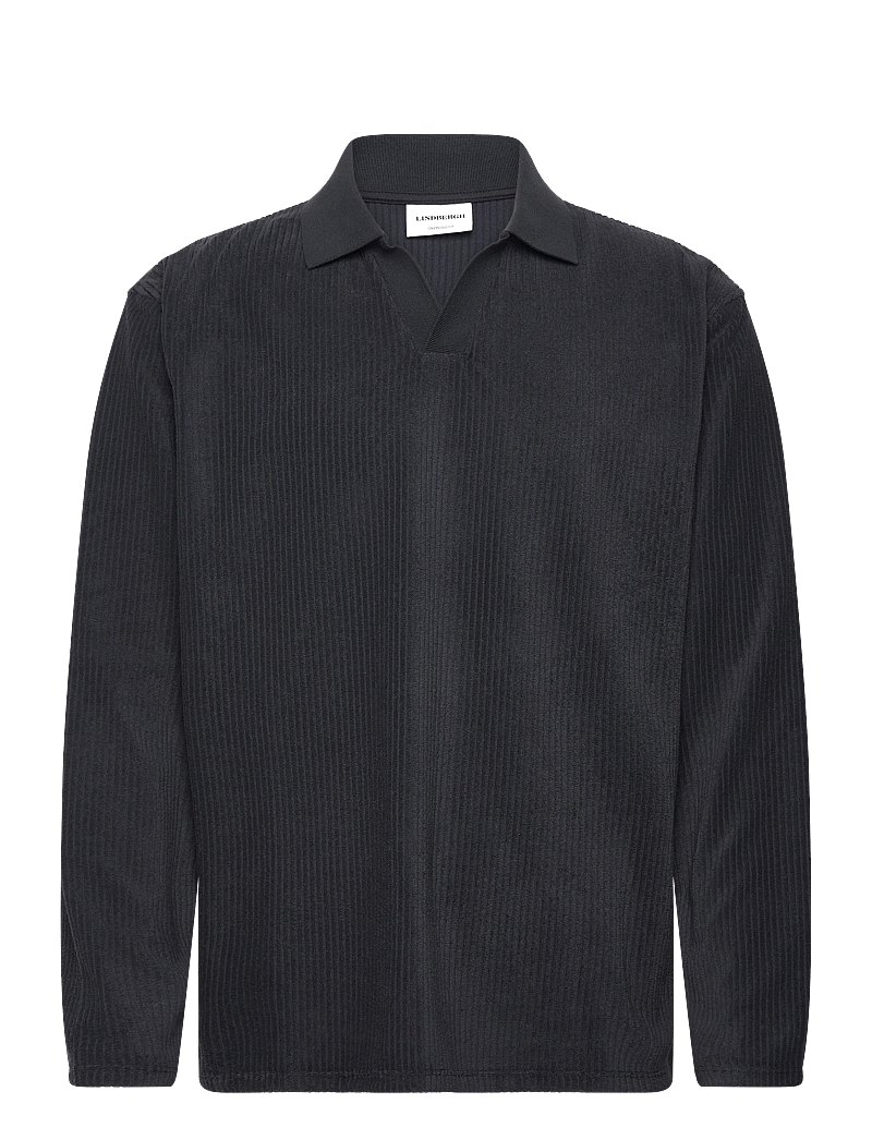 Lindbergh - V-neck jacquard polo L/S - pitkähihaiset neulepoolot - navy - 0