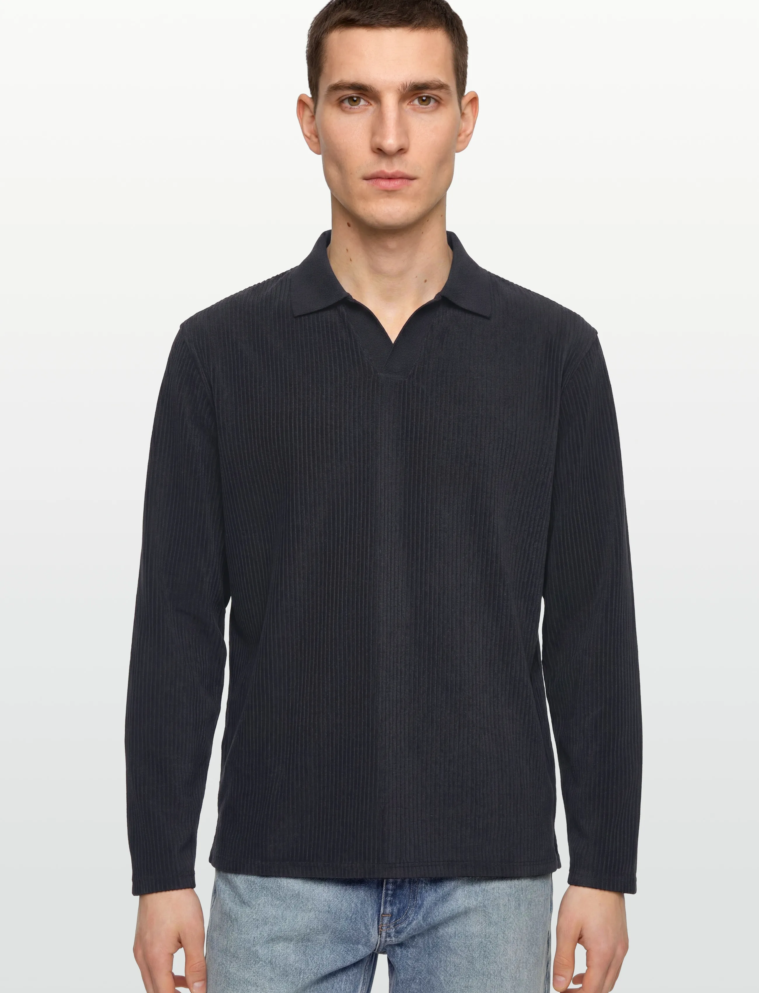 Lindbergh - V-neck jacquard polo L/S - polostrik - navy - 3