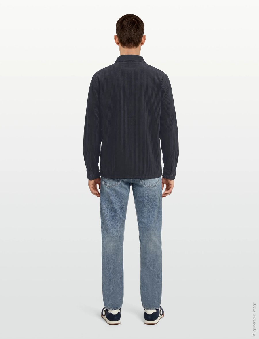 Lindbergh - V-neck jacquard polo L/S - långärmade stickade pikétröjor - navy - 4