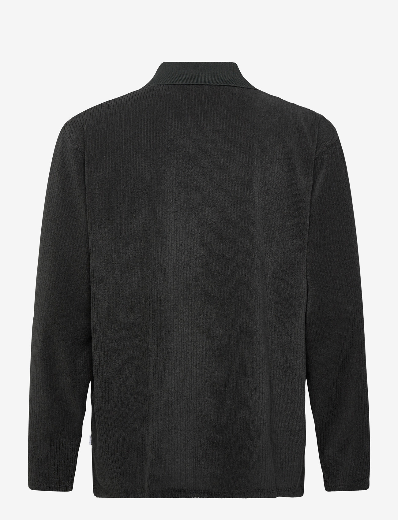 Lindbergh - V-neck jacquard polo L/S - gestrickte polohemden - off black - 1