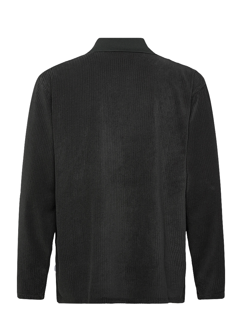 Lindbergh - V-neck jacquard polo L/S - gestrickte polohemden - off black - 1