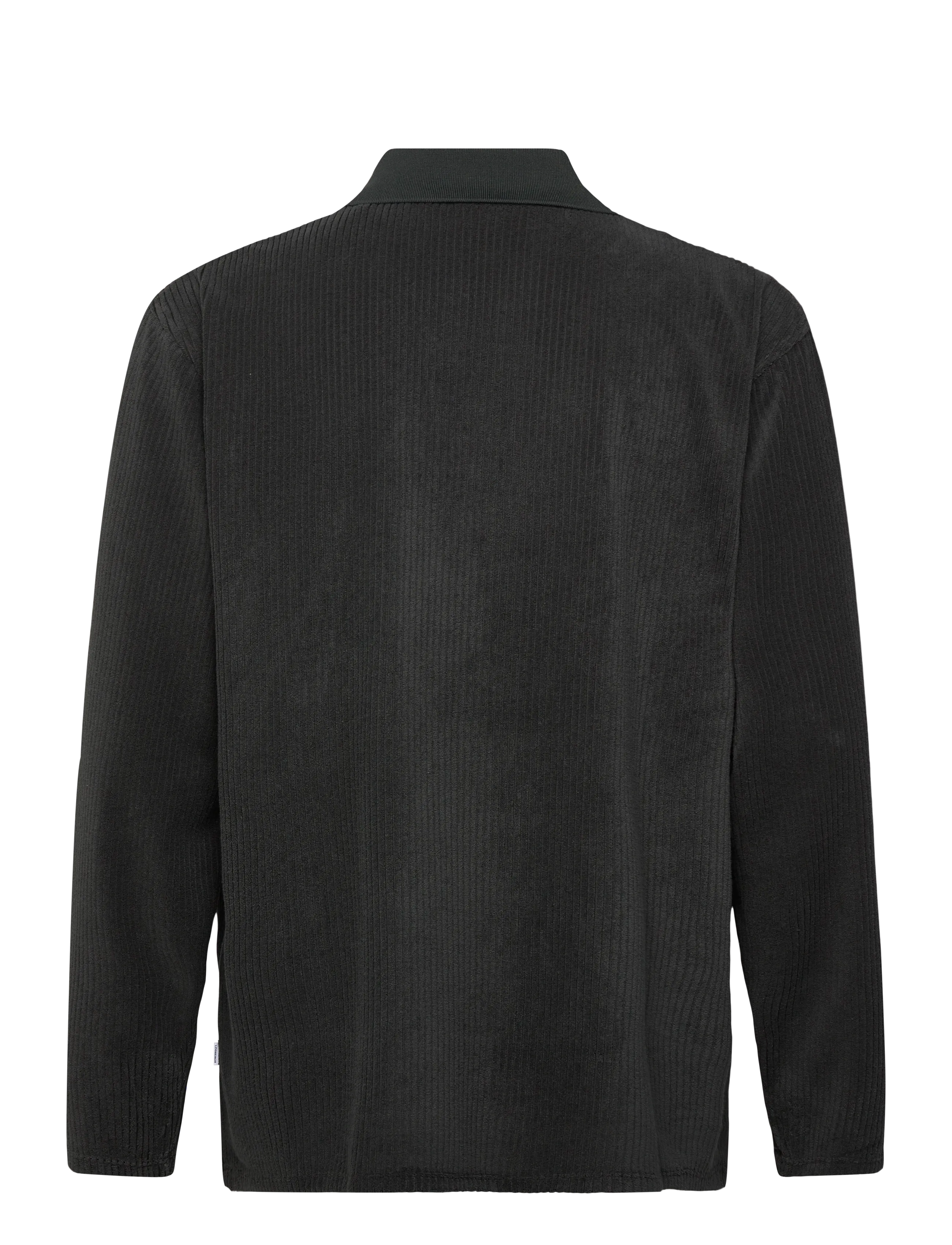 Lindbergh - V-neck jacquard polo L/S - long-sleeved knitted polos - off black - 1