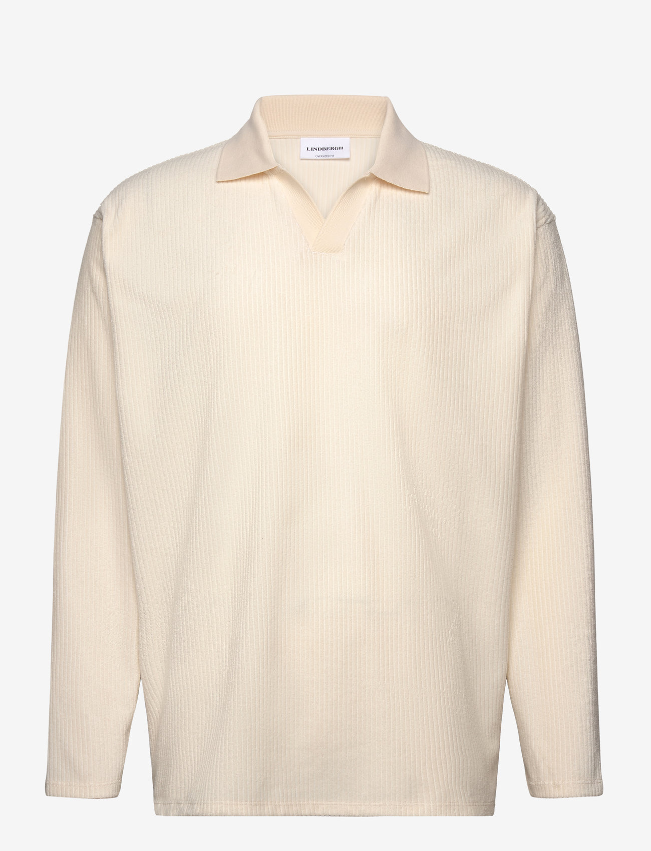 Lindbergh - V-neck jacquard polo L/S - langärmelig - pearl white - 1