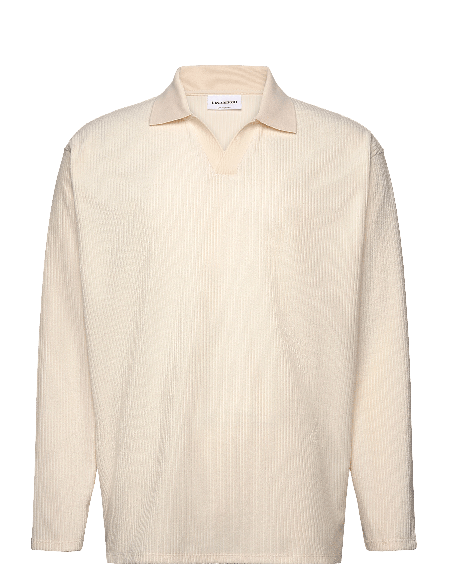 Lindbergh - V-neck jacquard polo L/S - langärmelig - pearl white - 1