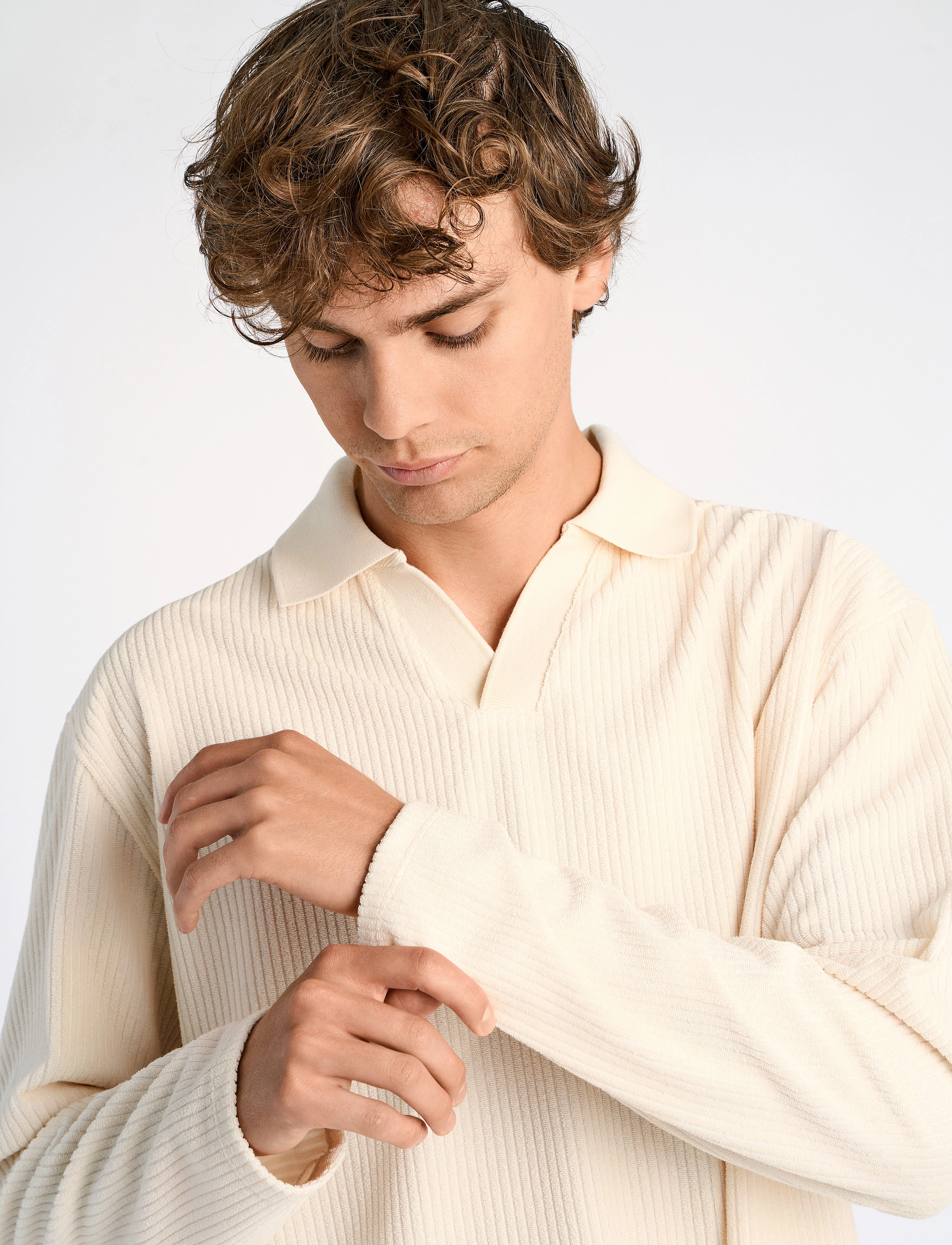 Lindbergh V-Neck Jacquard Polo L/S pikéer herr – bild 5