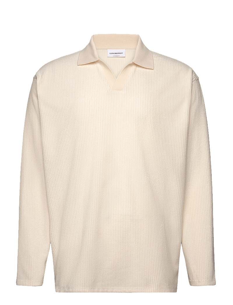 Lindbergh - V-neck jacquard polo L/S - langärmelig - pearl white - 1