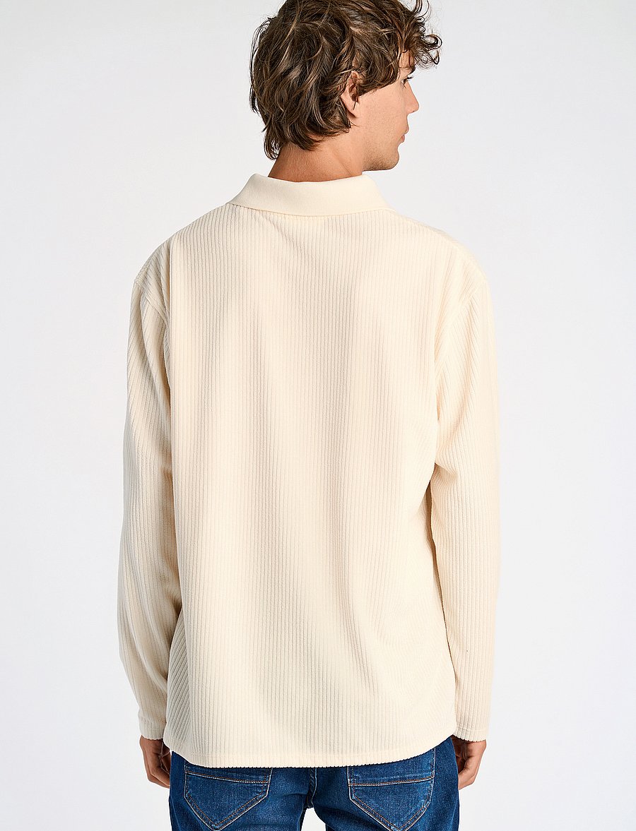 Lindbergh - V-neck jacquard polo L/S - polos à manches longues - pearl white - 3