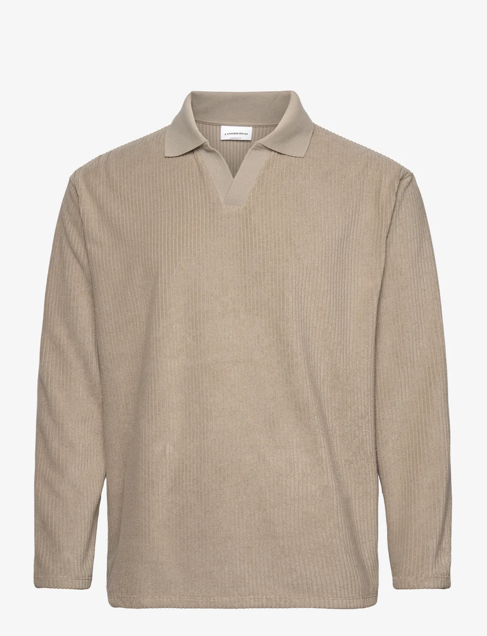 Lindbergh - V-neck jacquard polo L/S - pikkade varrukatega polod - stone - 1