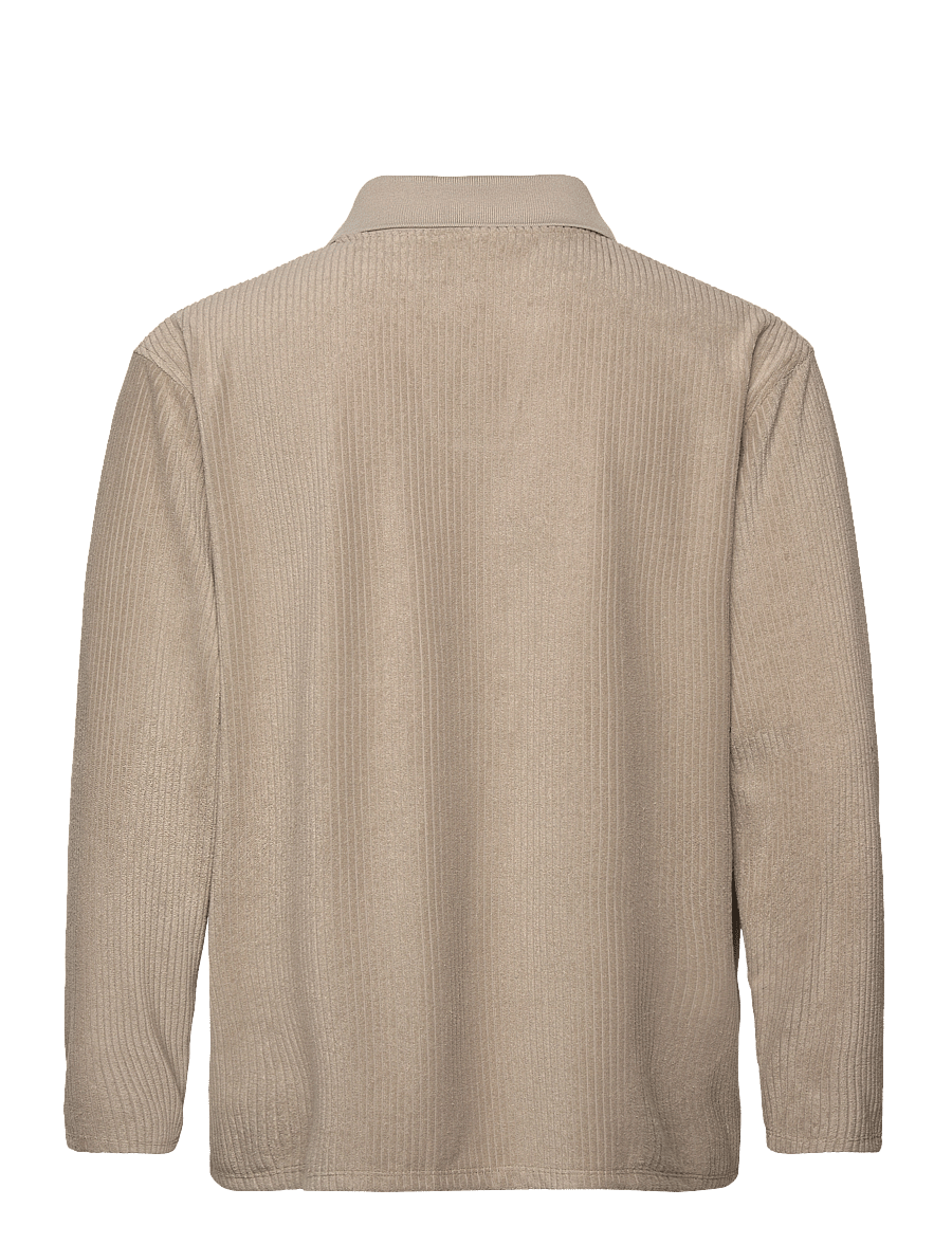 Lindbergh - V-neck jacquard polo L/S - lange mouwen - stone - 2