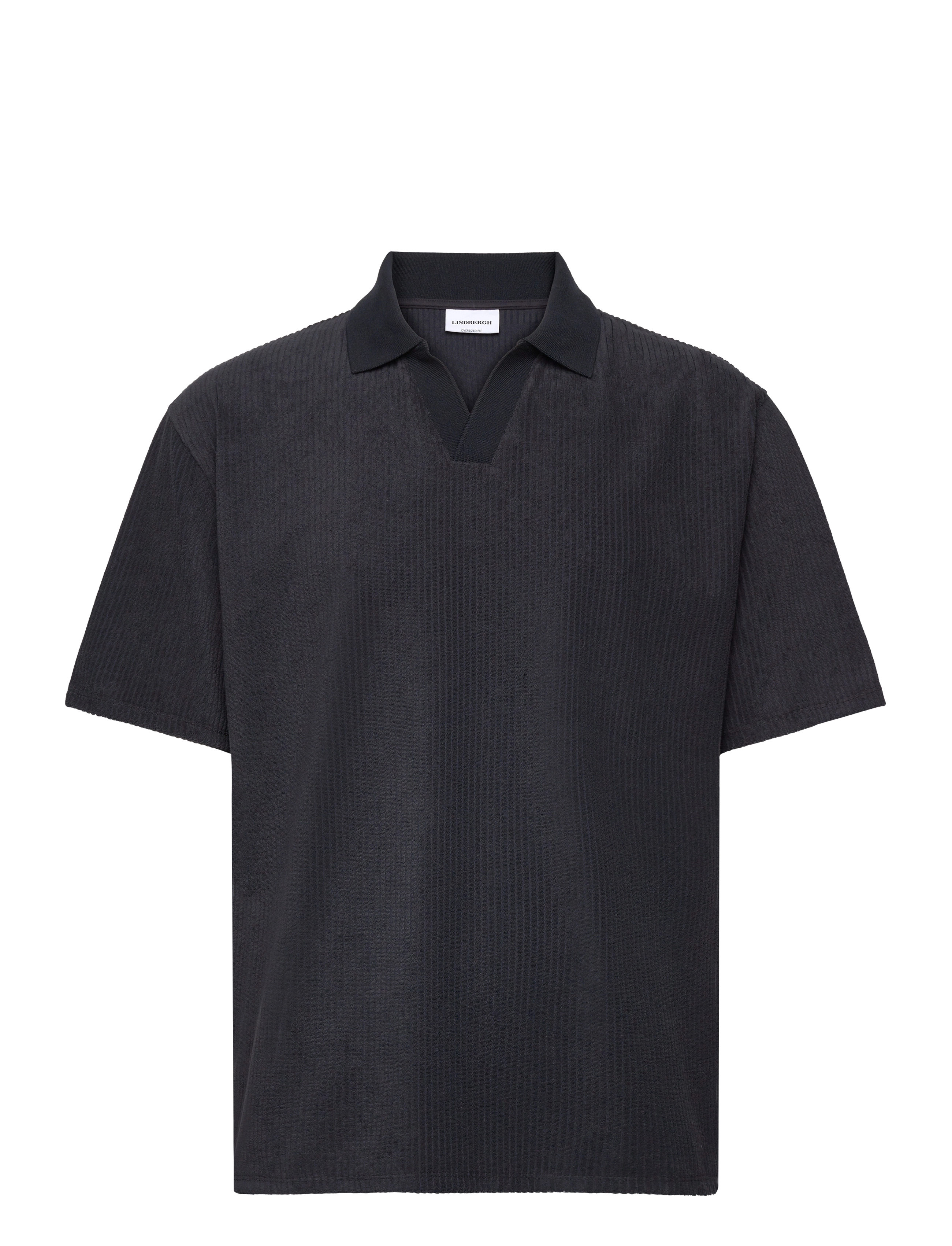 Lindbergh V-neck jacquard polo S/S - Kläder - NAVY / black