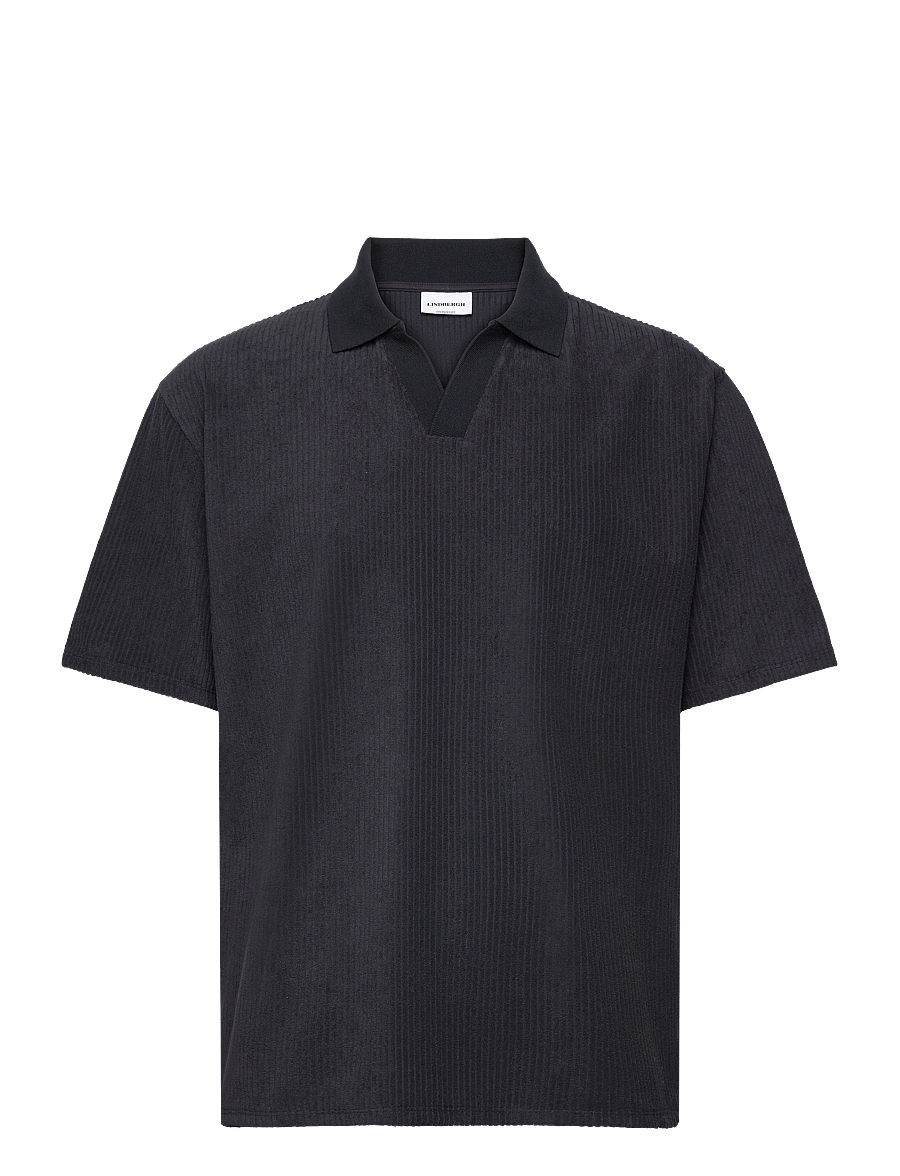 Lindbergh - V-neck jacquard polo S/S - kortärmade pikéer - navy - 1