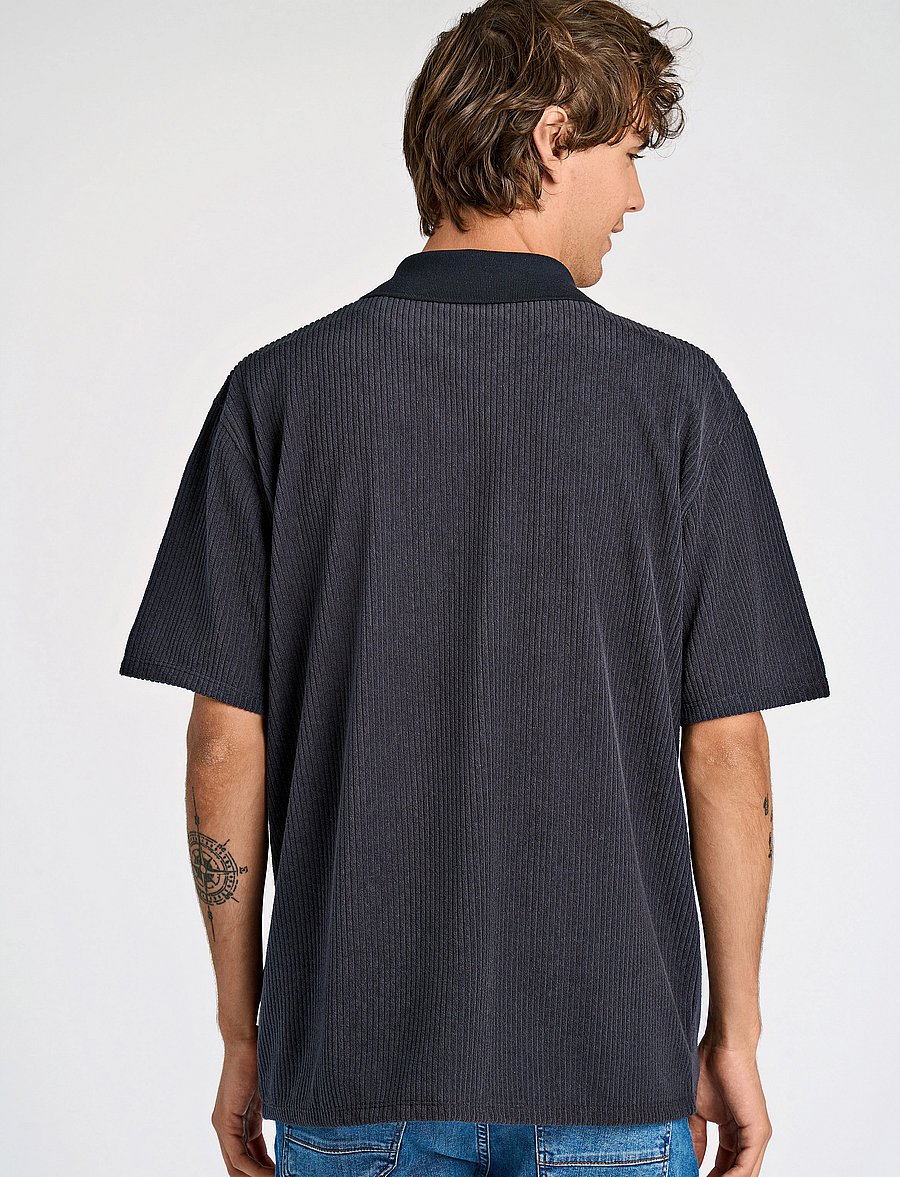 Lindbergh - V-neck jacquard polo S/S - kortärmade pikéer - navy - 3