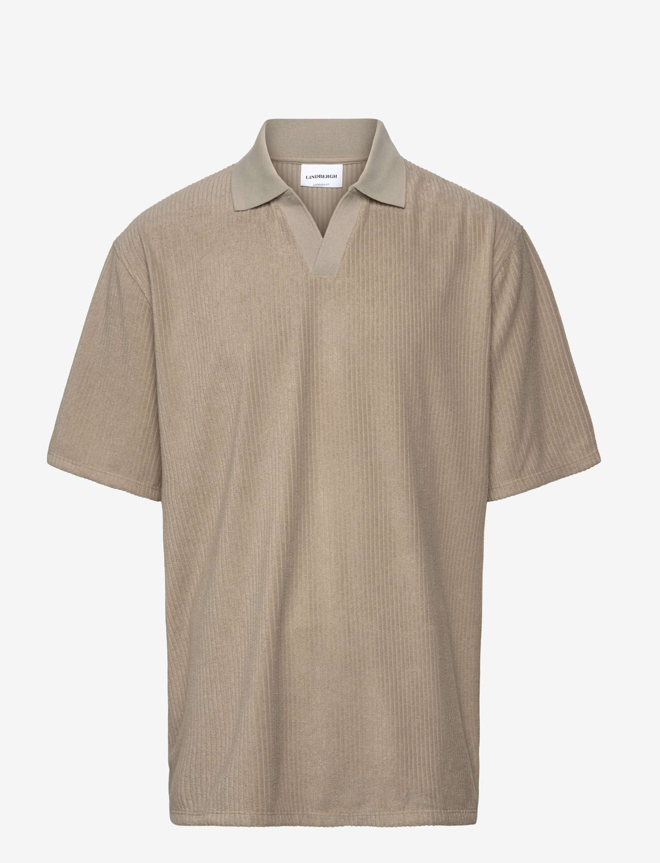Lindbergh - V-neck jacquard polo S/S - lühikeste varrukatega polod - stone - 1