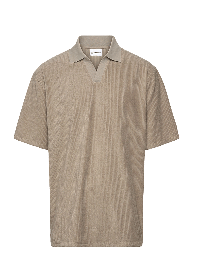 Lindbergh - V-neck jacquard polo S/S - lühikeste varrukatega polod - stone - 1