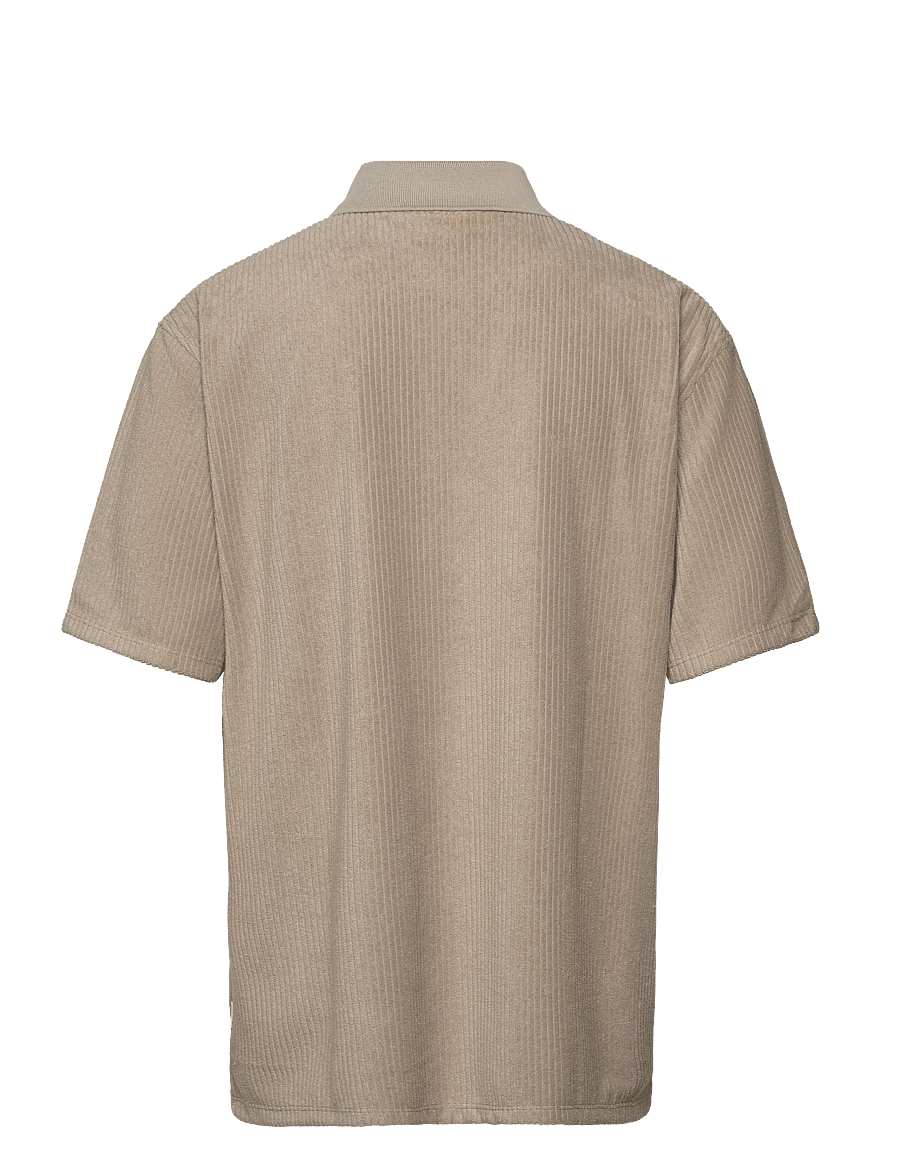 Lindbergh - V-neck jacquard polo S/S - stutterma pólóbolir - stone - 2