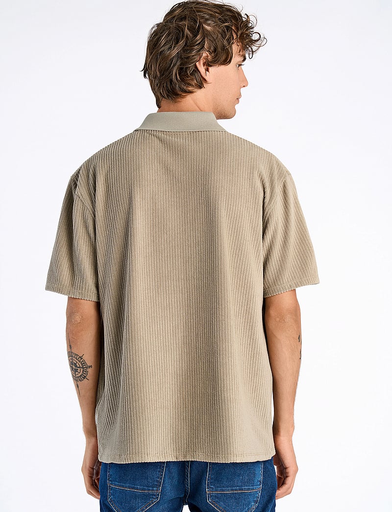 Lindbergh - V-neck jacquard polo S/S - lühikeste varrukatega polod - stone - 3