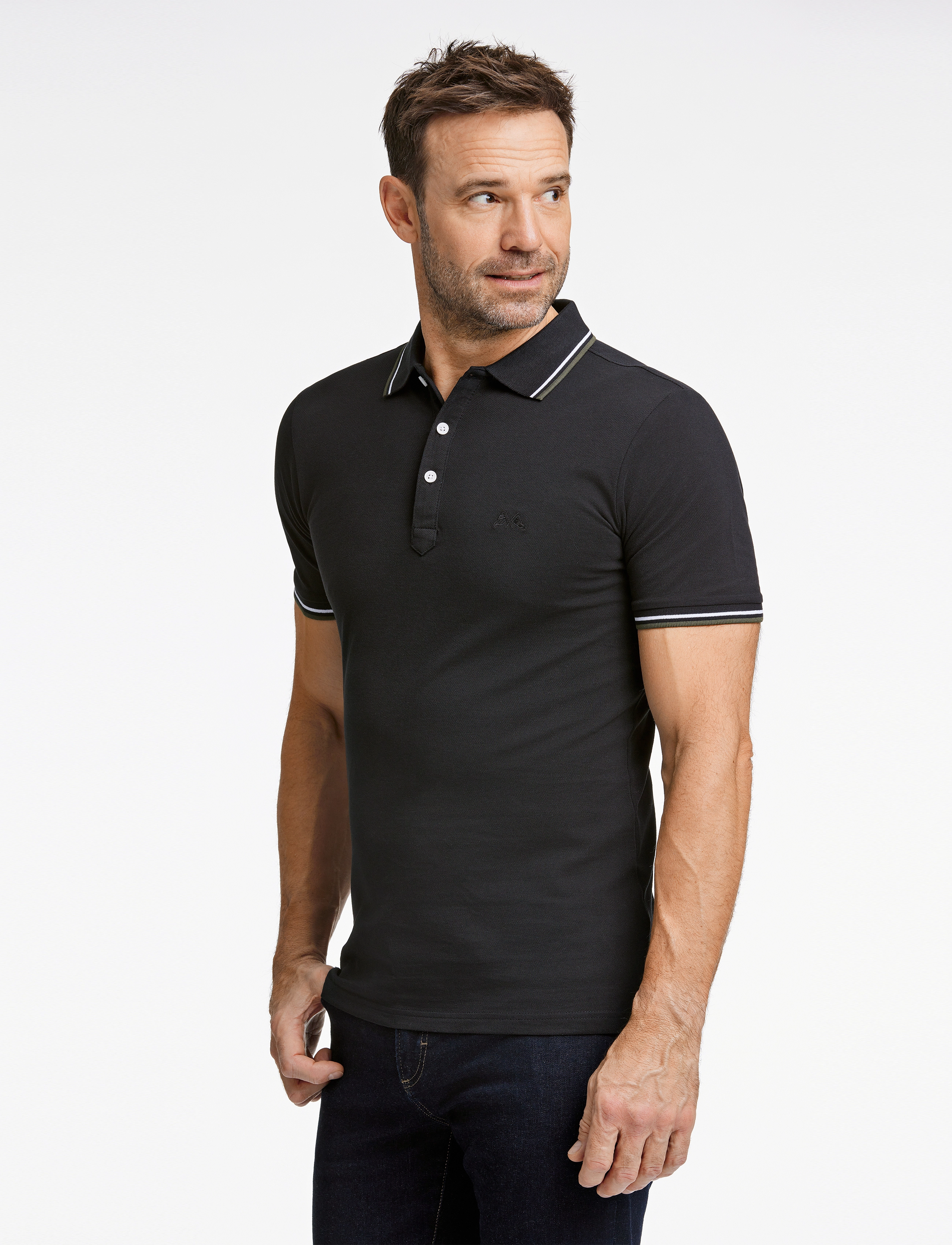 Lindbergh Polo shirt with contrast piping - Lindbergh - BLACK 124 / black