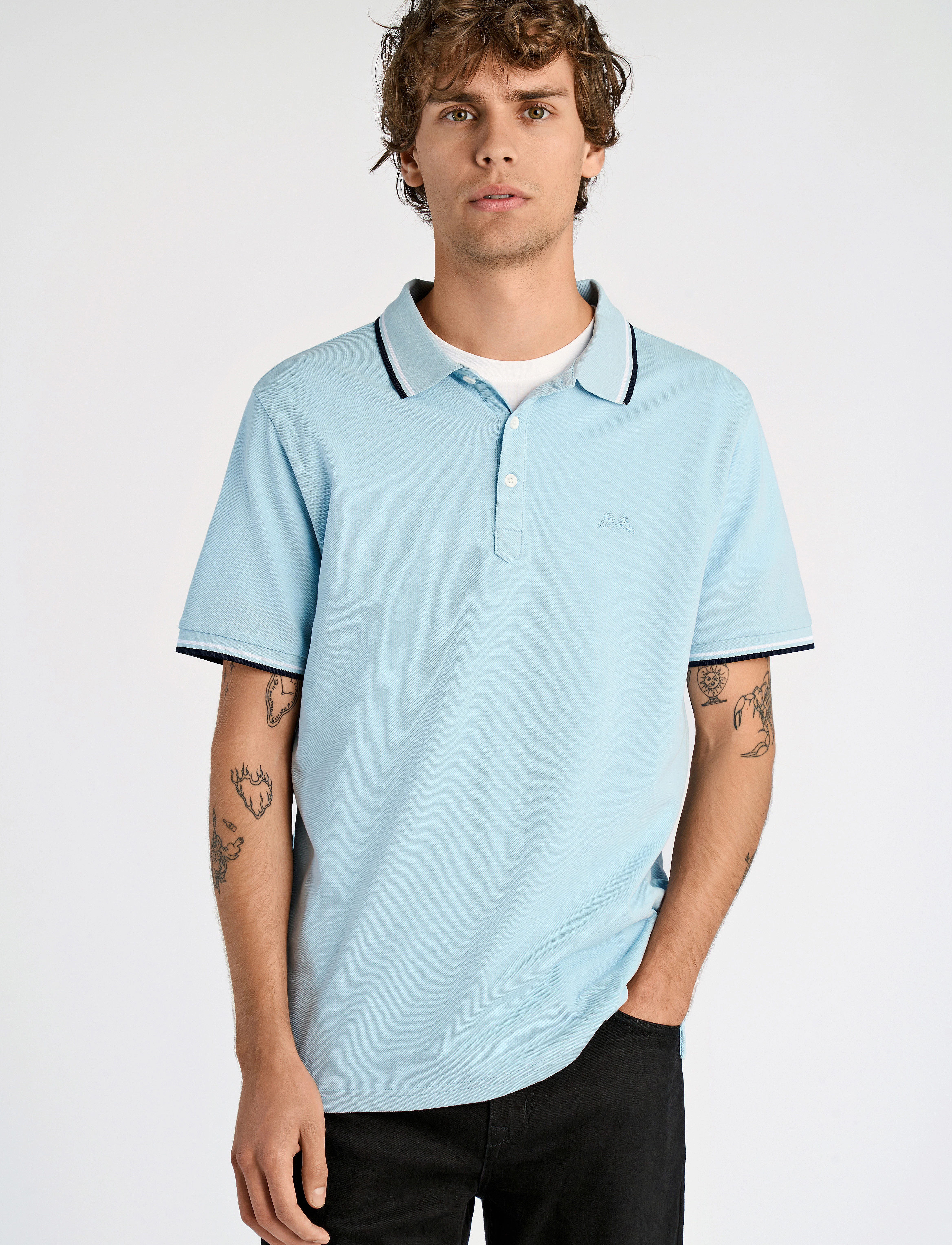 Lindbergh Polo shirt with contrast piping - Pikéer - BLUE BREEZE / blue