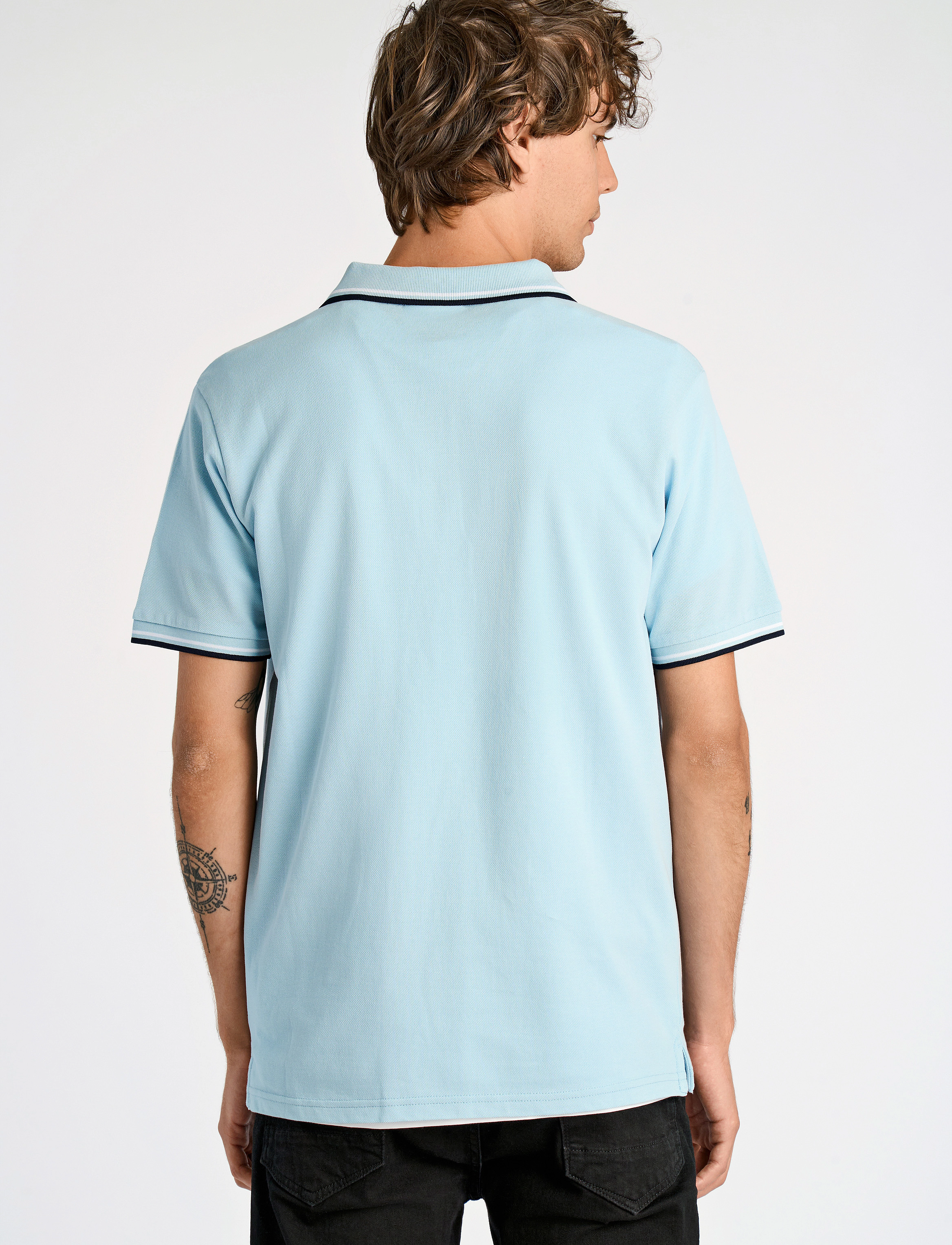 Lindbergh - Polo shirt with contrast piping - kortærmede poloer - blue breeze - 3