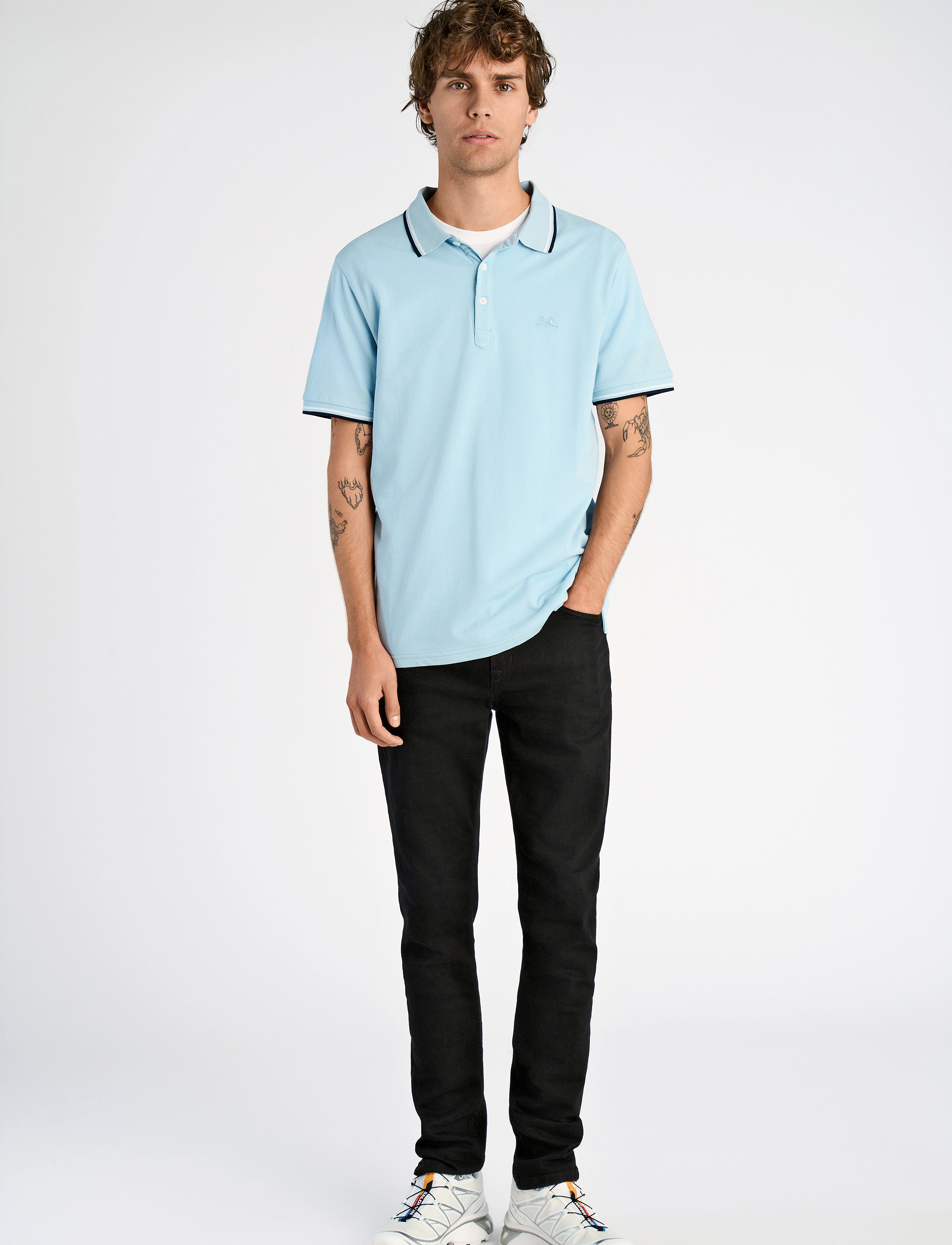 Lindbergh - Polo shirt with contrast piping - kortærmede poloer - blue breeze - 4