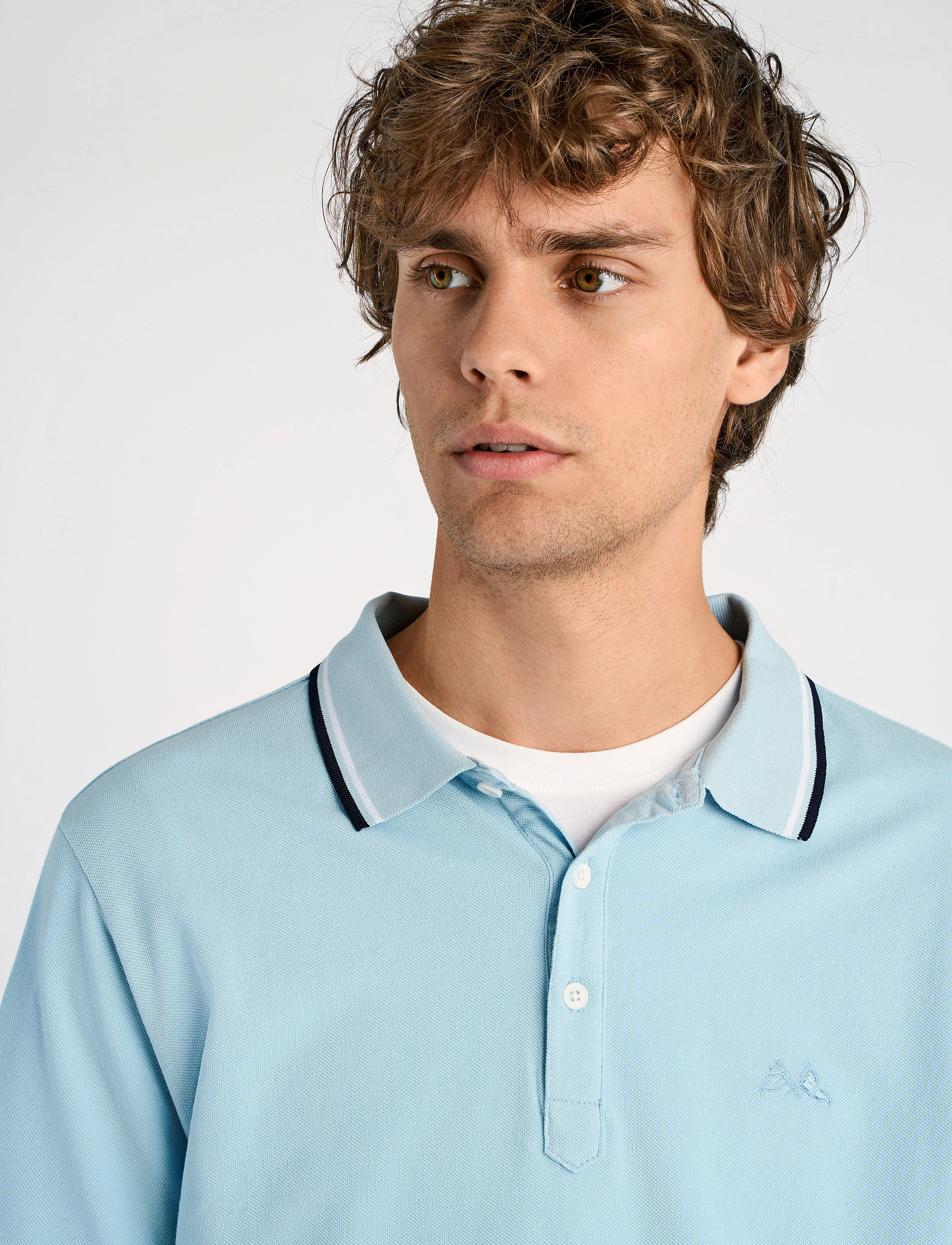 Lindbergh - Polo shirt with contrast piping - kortærmede poloer - blue breeze - 5