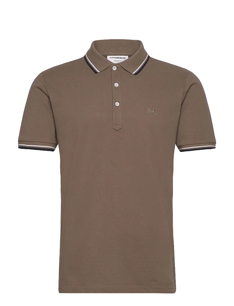 Lindbergh - Polo shirt with contrast piping - kortærmede poloer - dk stone - 1