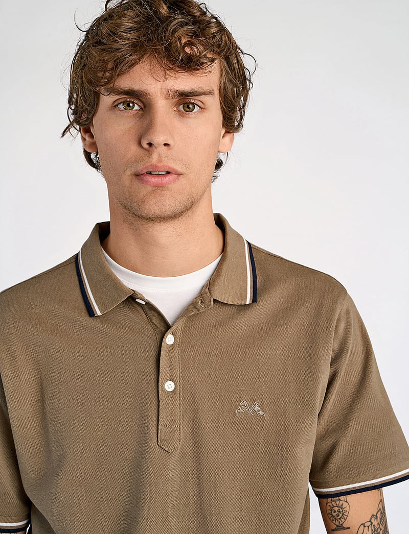 Lindbergh - Polo shirt with contrast piping - kortærmede poloer - dk stone - 5