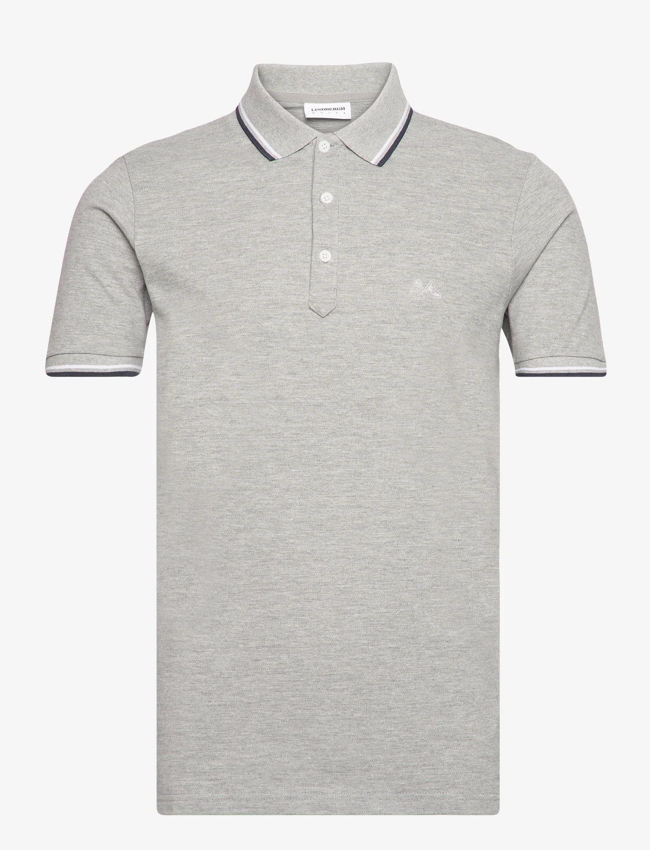 Lindbergh - Polo shirt with contrast piping - short-sleeved polos - grey mel 124 - 0