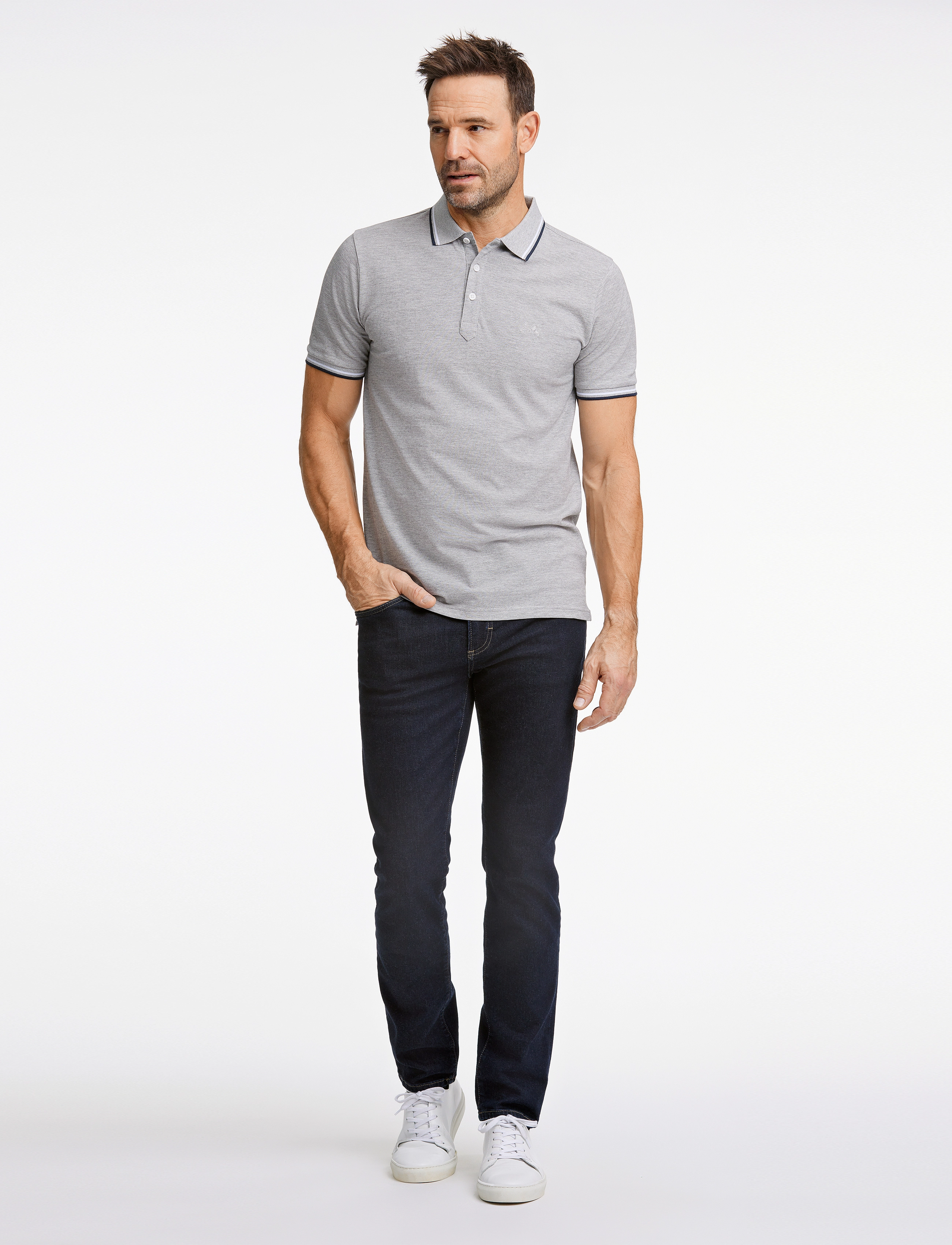 Lindbergh - Polo shirt with contrast piping - madalaimad hinnad - grey mel 124 - 4