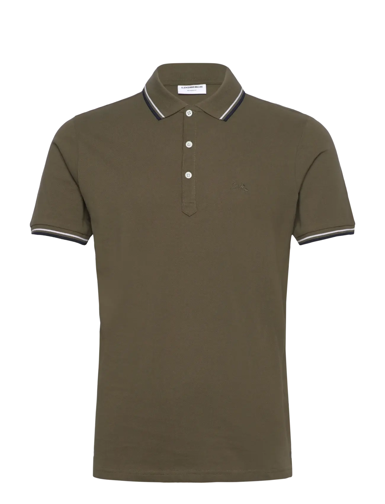 Lindbergh Polo shirt with contrast piping - Poloer - LT ARMY / brown