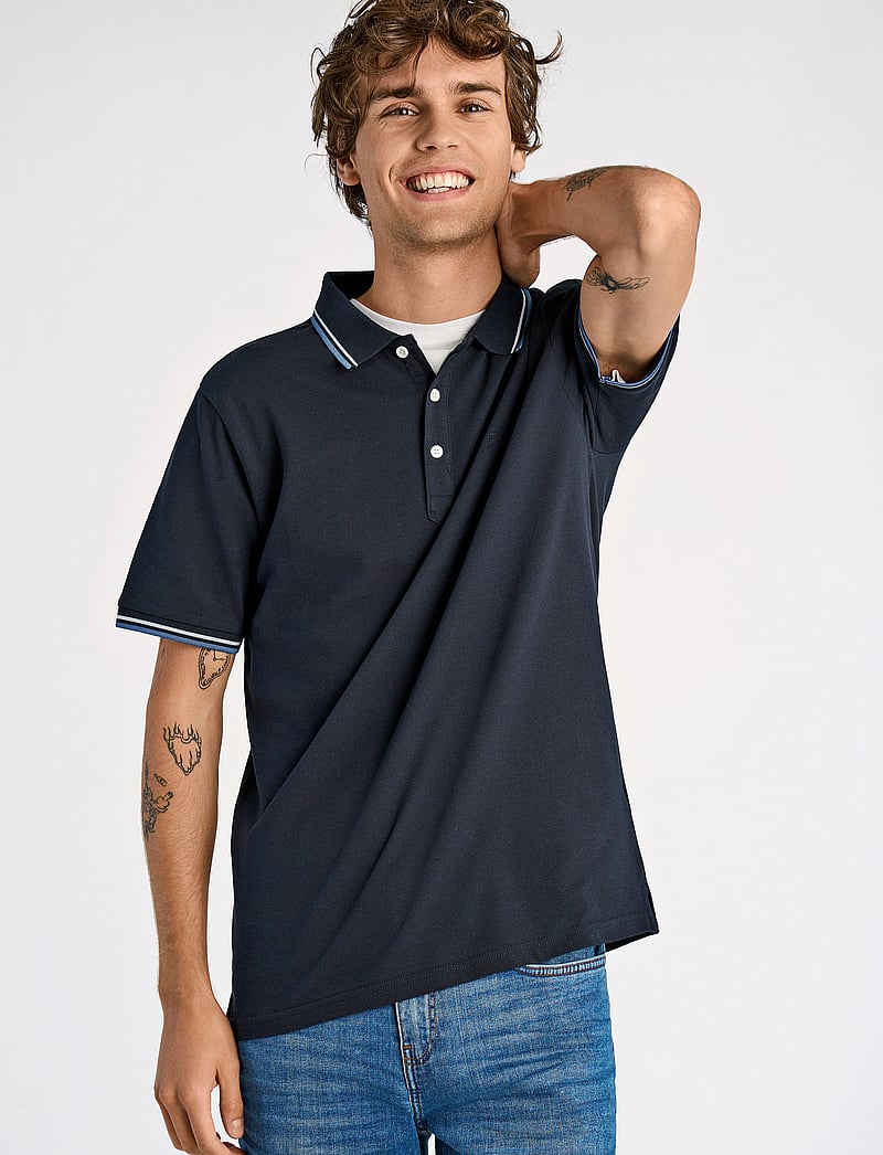 Lindbergh - Polo shirt with contrast piping - kortærmede poloer - navy 424 - 0