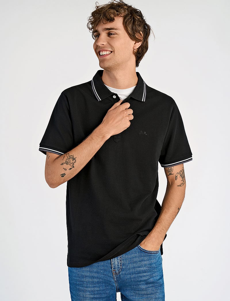 Lindbergh - Polo shirt with contrast piping - kortærmede poloer - space black - 0
