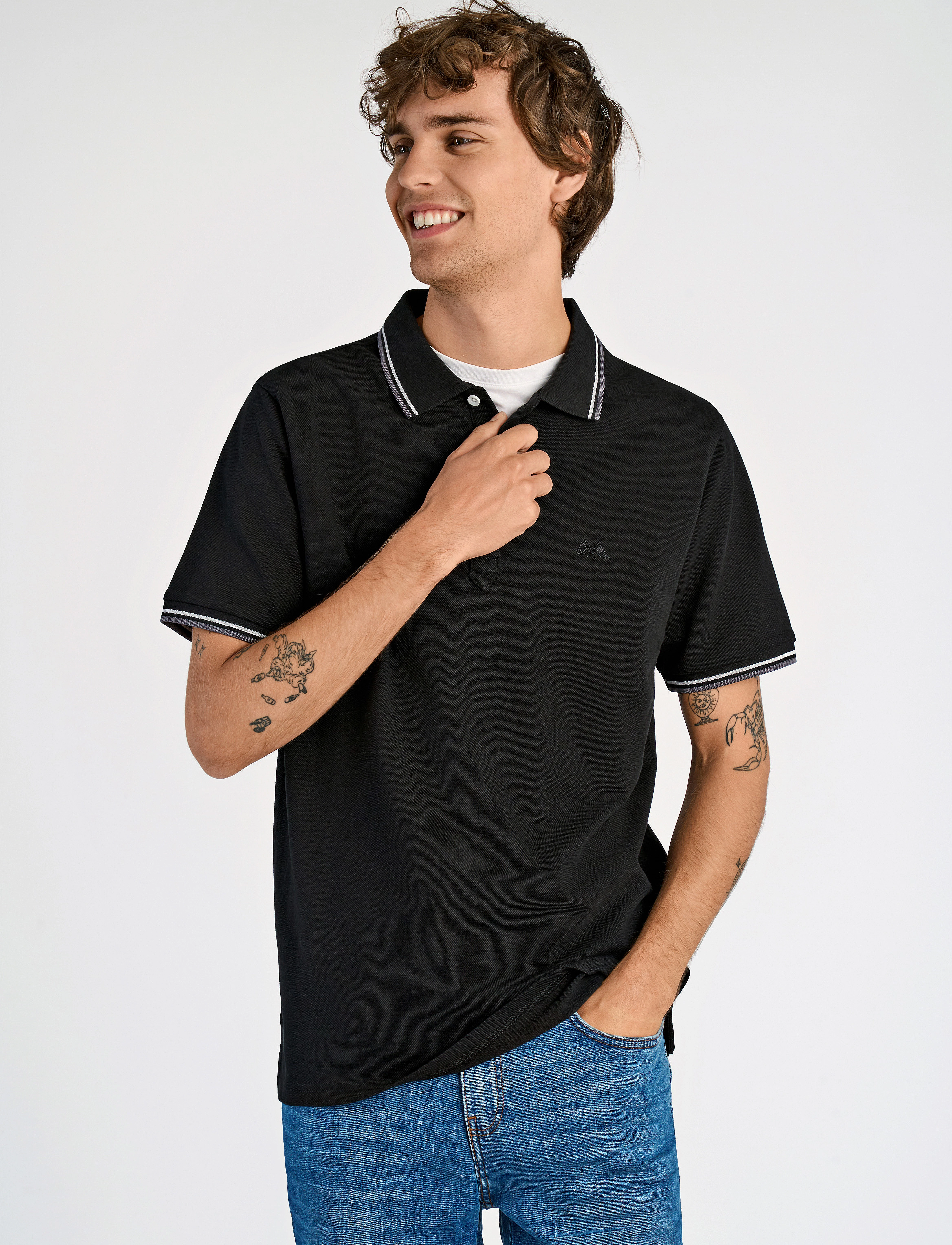 Lindbergh Polo shirt with contrast piping - Pikéer - SPACE BLACK / black