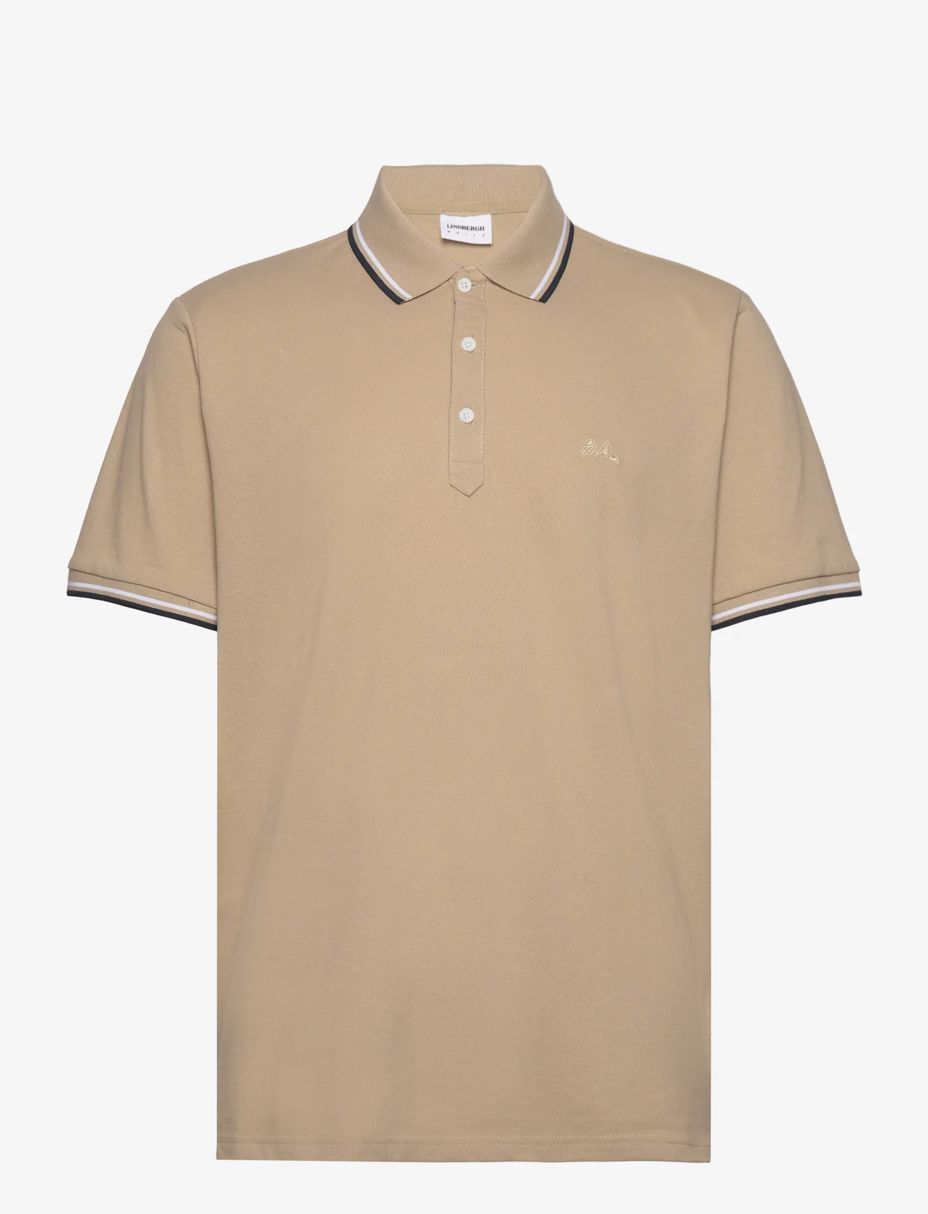 Lindbergh - Polo shirt with contrast piping - short-sleeved polos - stone - 0
